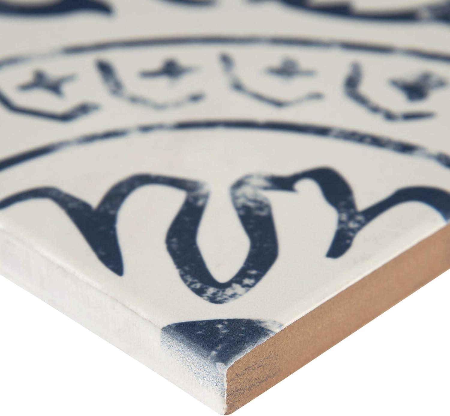 Ackland Amara 8" x 8" Encaustic Look Matte Porcelain Floor & Wall Tile