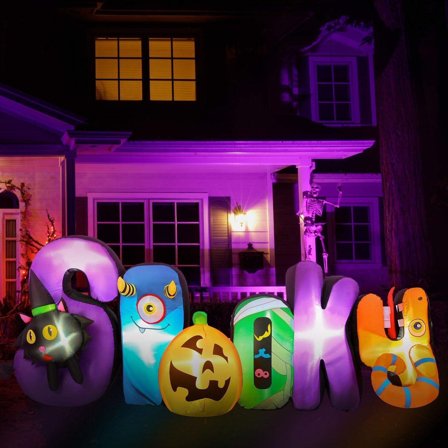 9-Ft Multicolor Polyester Halloween Inflatable Sign with LED Lights