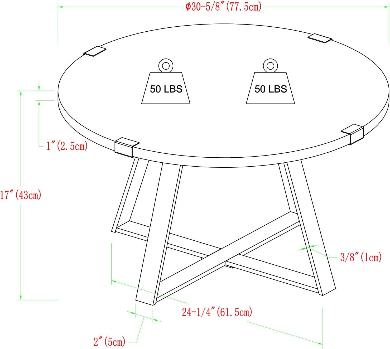 Walker Edison 30" Metal Round Coffee Table in Reclaimed Barnwood and Black