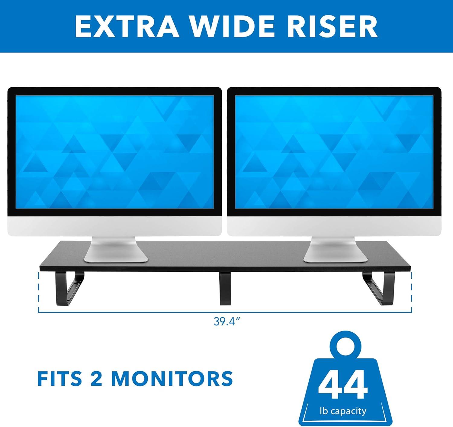 Mount-It! Extra Long Monitor Desk Riser, Desktop Organizer for Double Computer Screens, Laptops, Desktops, TVs, 39 Inches Extra Wide, 44 Lbs. Capacity