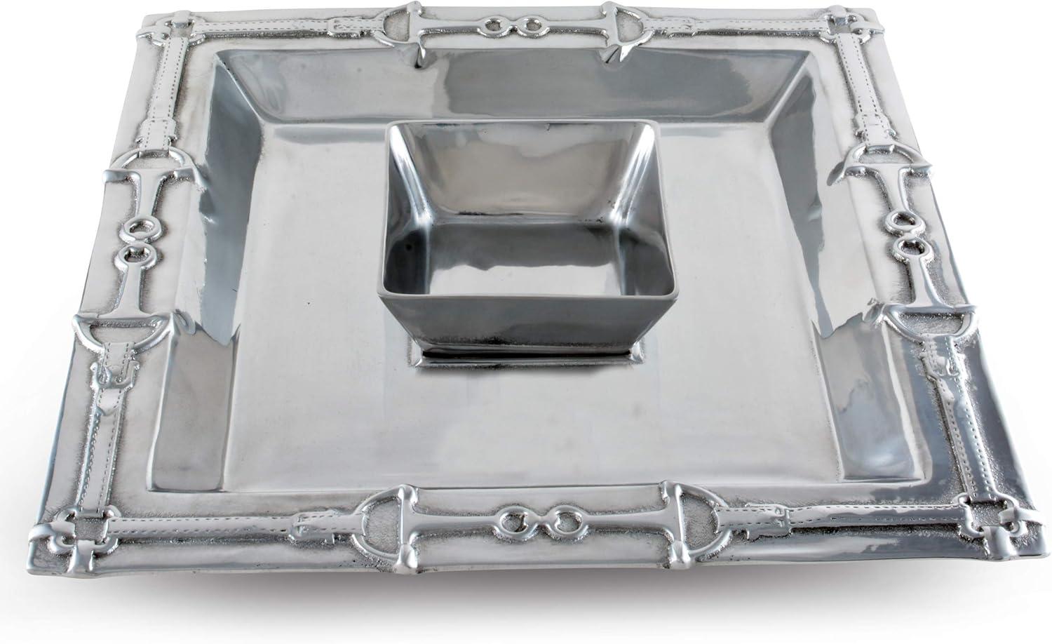 Equestrian Aluminum Square Chip and Dip Platter