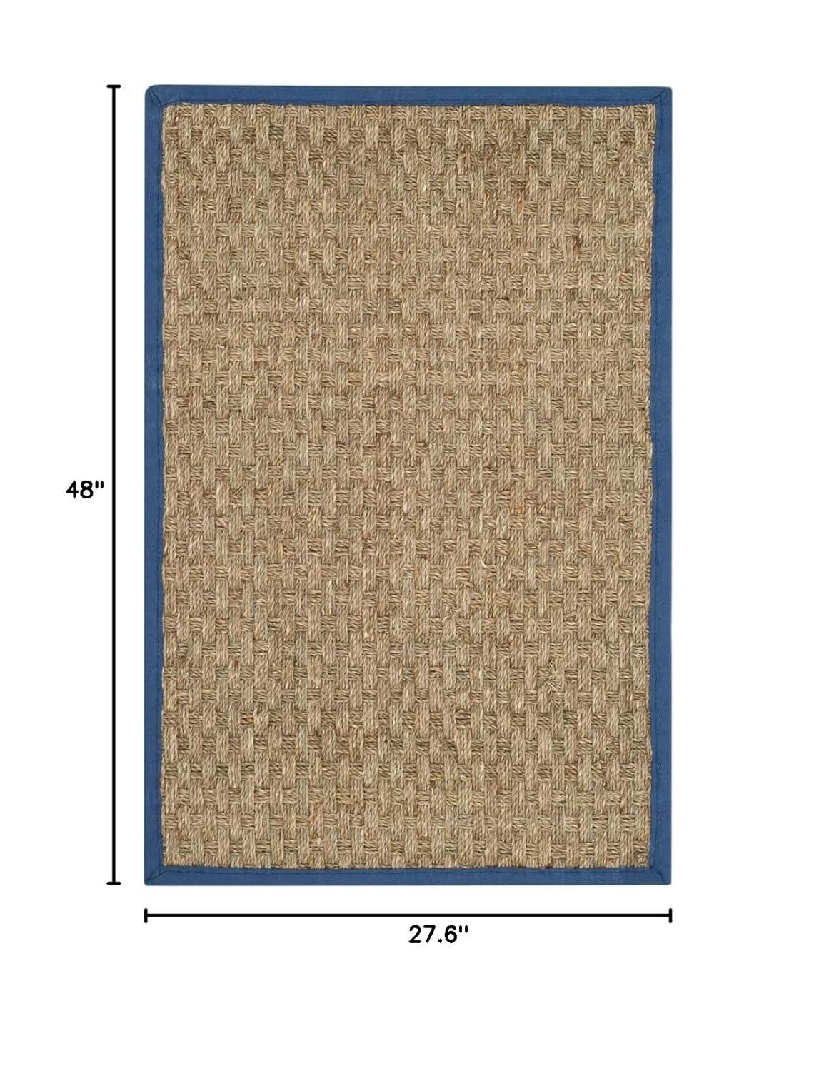Natural Fiber NF114 Power Loomed Indoor Runner - Natural/Light Navy - 2'6"x4' - Safavieh