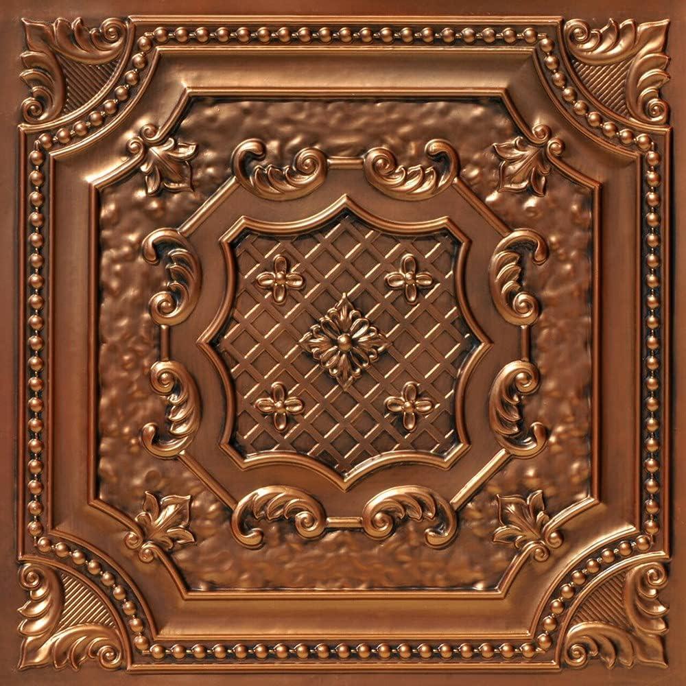 Elizabethan Shield 24'' Aged Copper Textured PVC Ceiling Tile