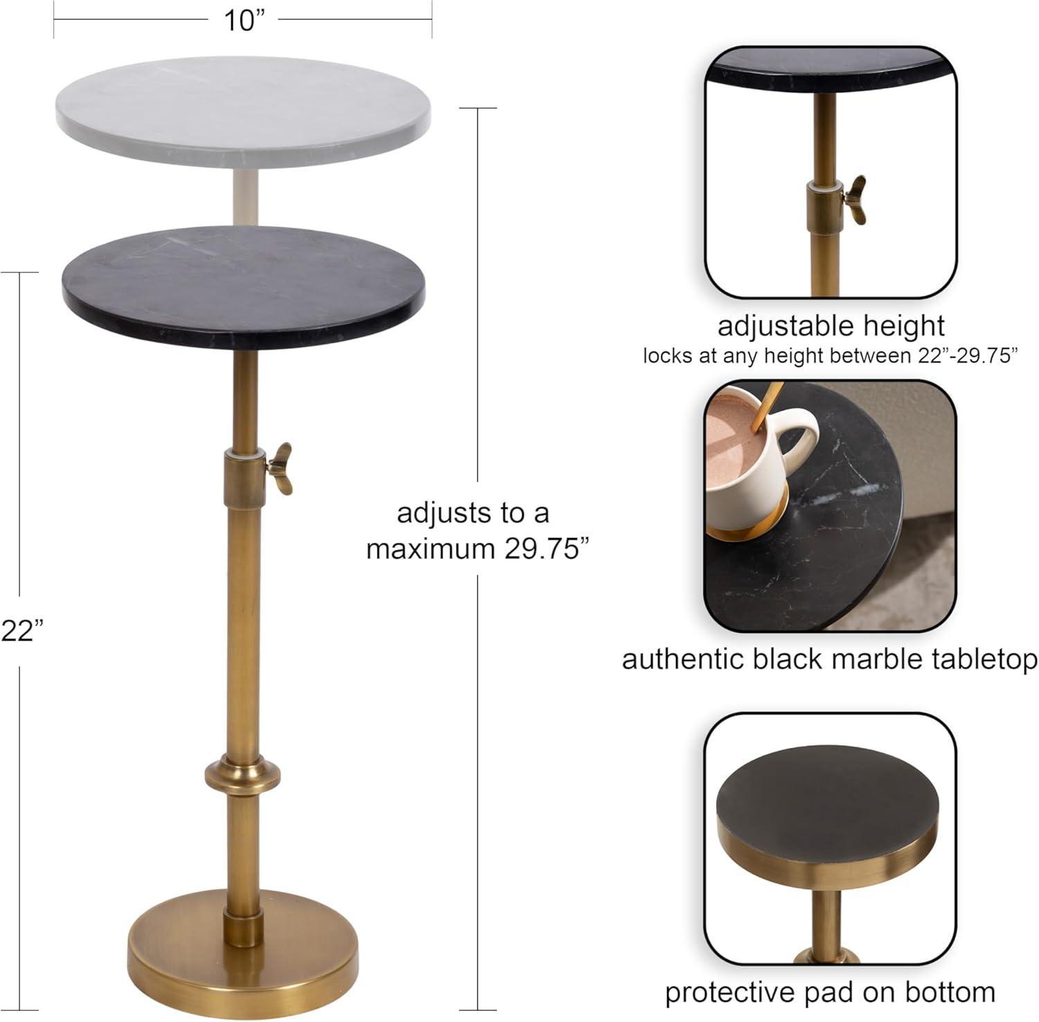 Kate and Laurel Engles Adjustable Marble Table and Plant Stand, 10x10x22, Gold