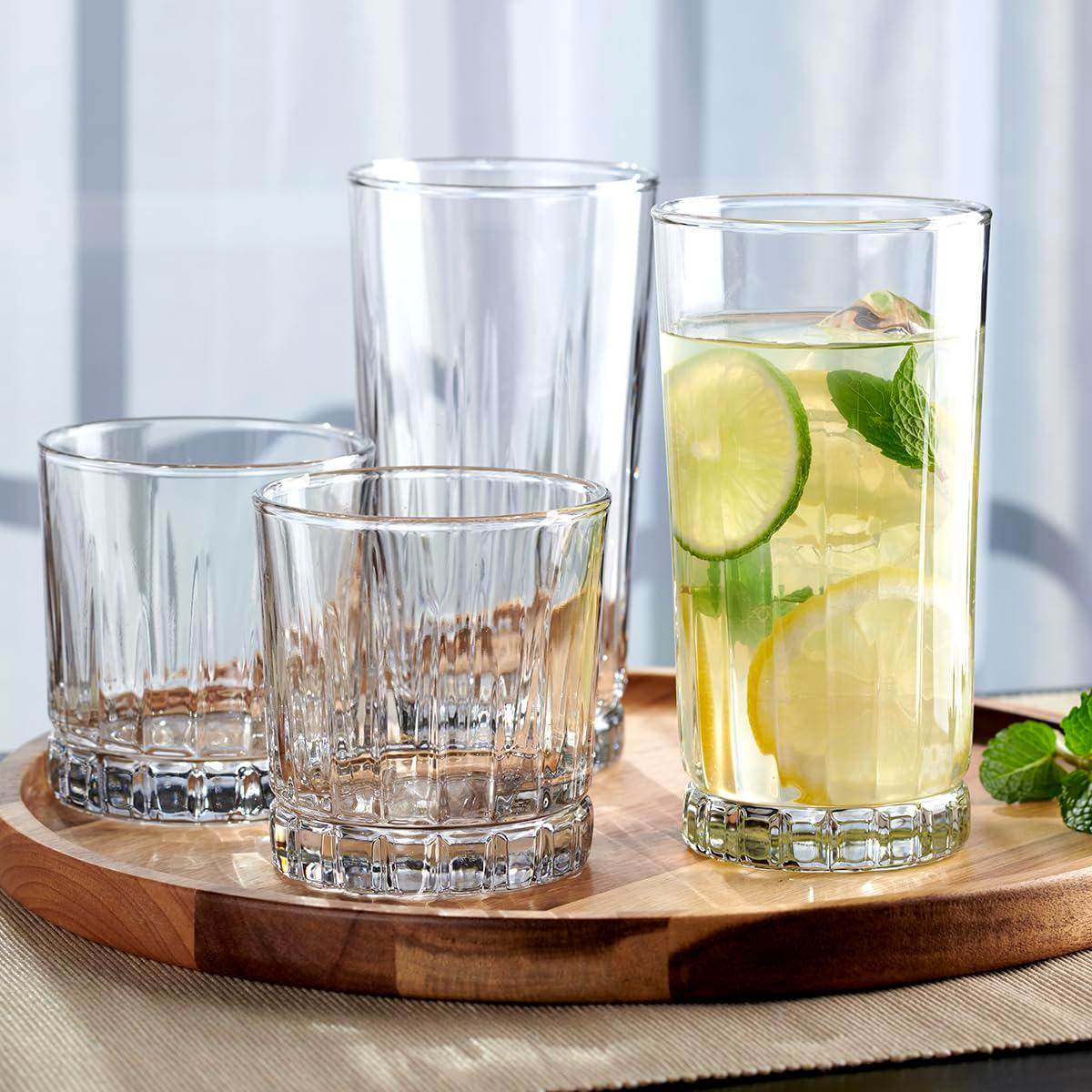 BETOFUL Drinking Glasses Set, 16 Piece Set