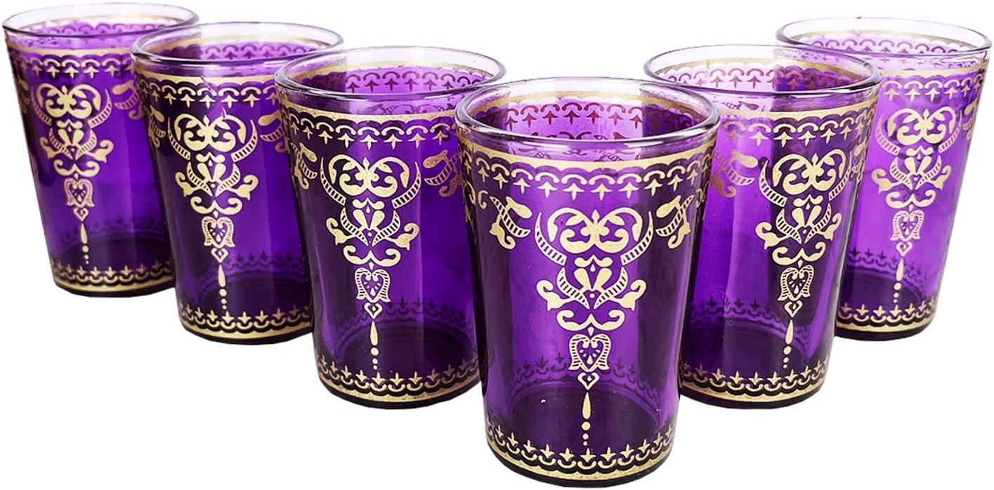 The Wine Savant Moroccan Design Drinking Glasses, Perfect Addition to Home Bar, Unique Style & Decor - 6 pk