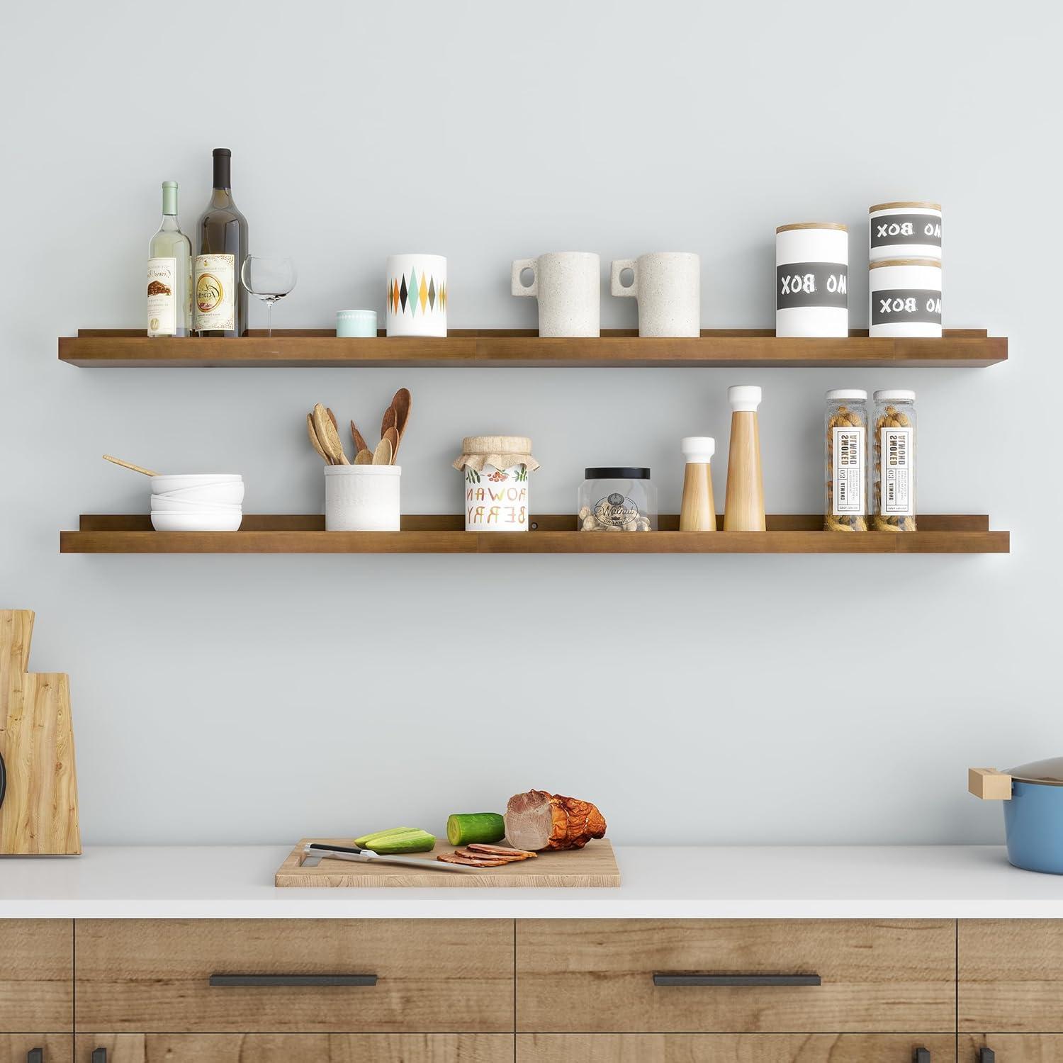 Hokku Designs Floating Shelves for Wall Set 2 of 48 inches Picture Ledge Shelf, Floating Shelves for Room Wall to Display and Storage