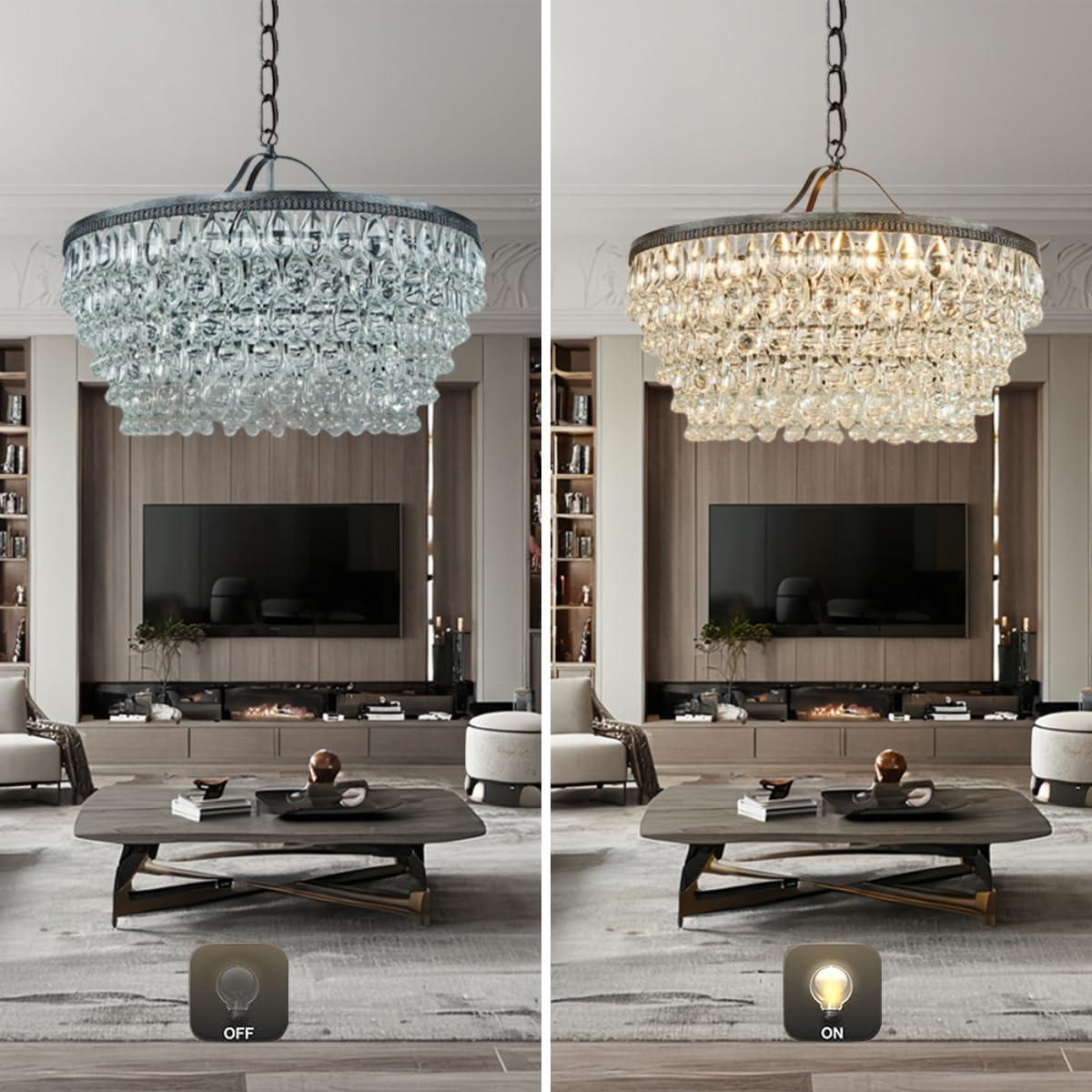 Clarissa Crystal Round Chandelier (19"-28")