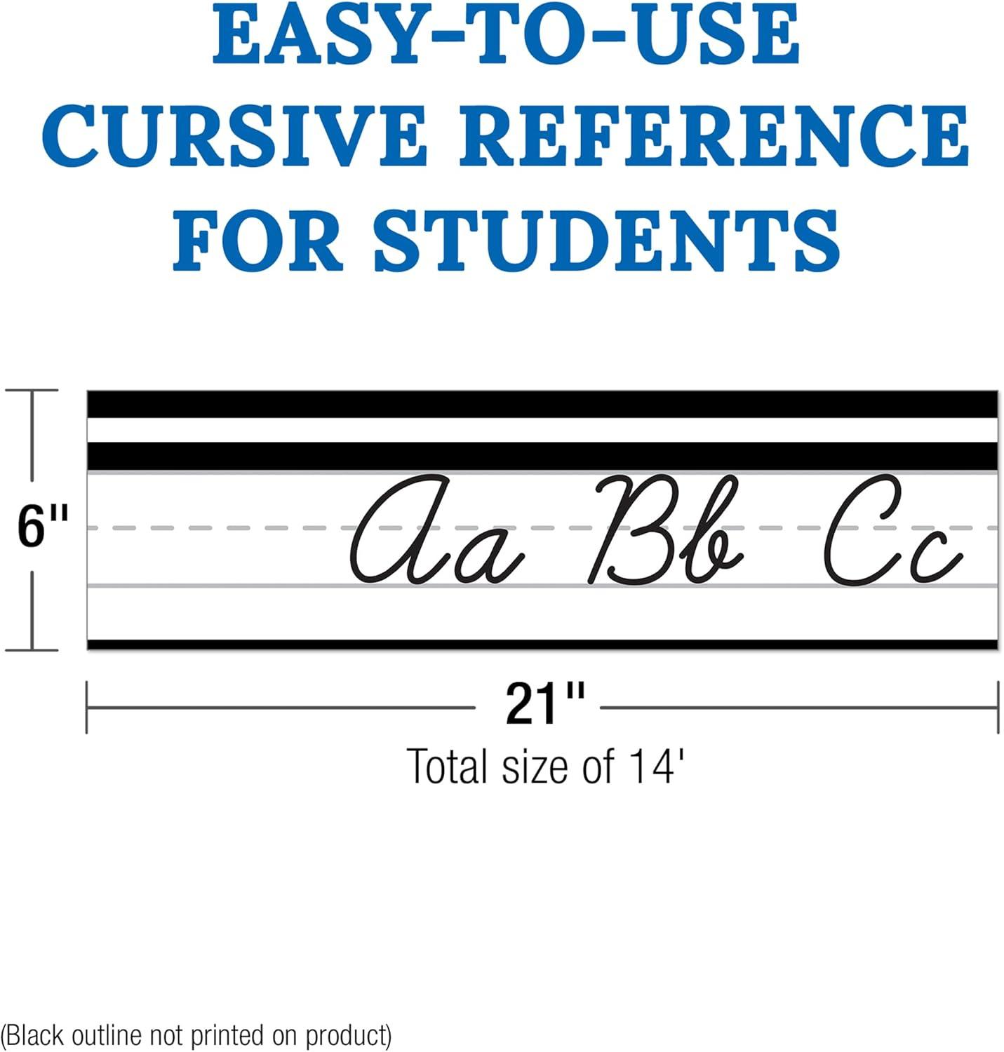 Black and White Cursive Alphabet Line Bulletin Board Set