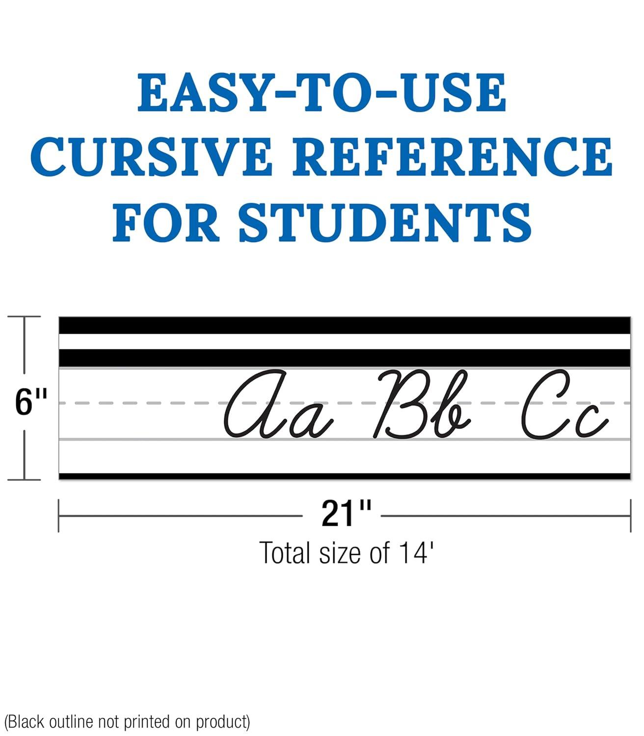 Black and White Cursive Alphabet Line Bulletin Board Set
