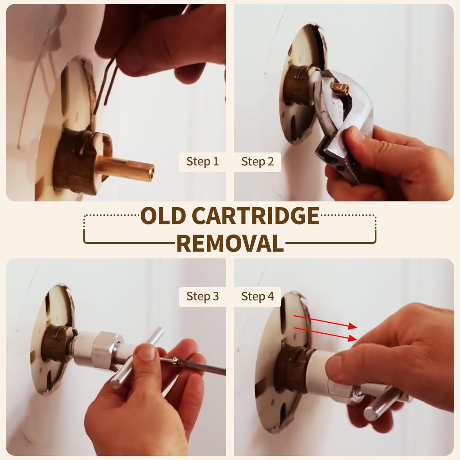 1222 Replacement Cartridge with Moen 104421 Cartridge Puller Removal Tool Retainer Clip Compatible with Moen One-Hanlde Posi Temp 1222B Shower Bathtub Faucet (1222 cartridge +104421 cartridge puller)