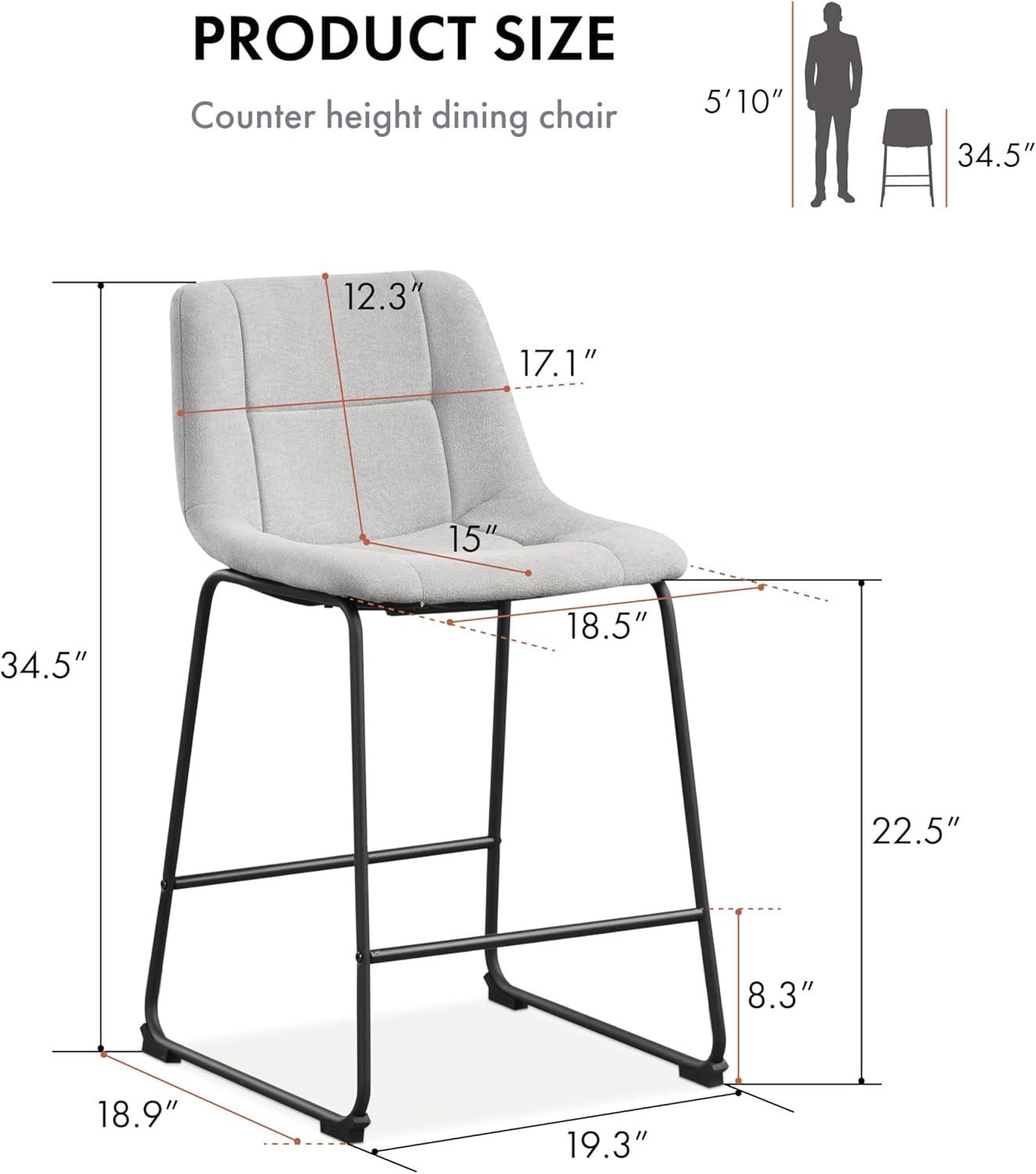 Furniture of America Perri Modern Chenille Counter Height Dining Chairs, Gray (Set of 2)