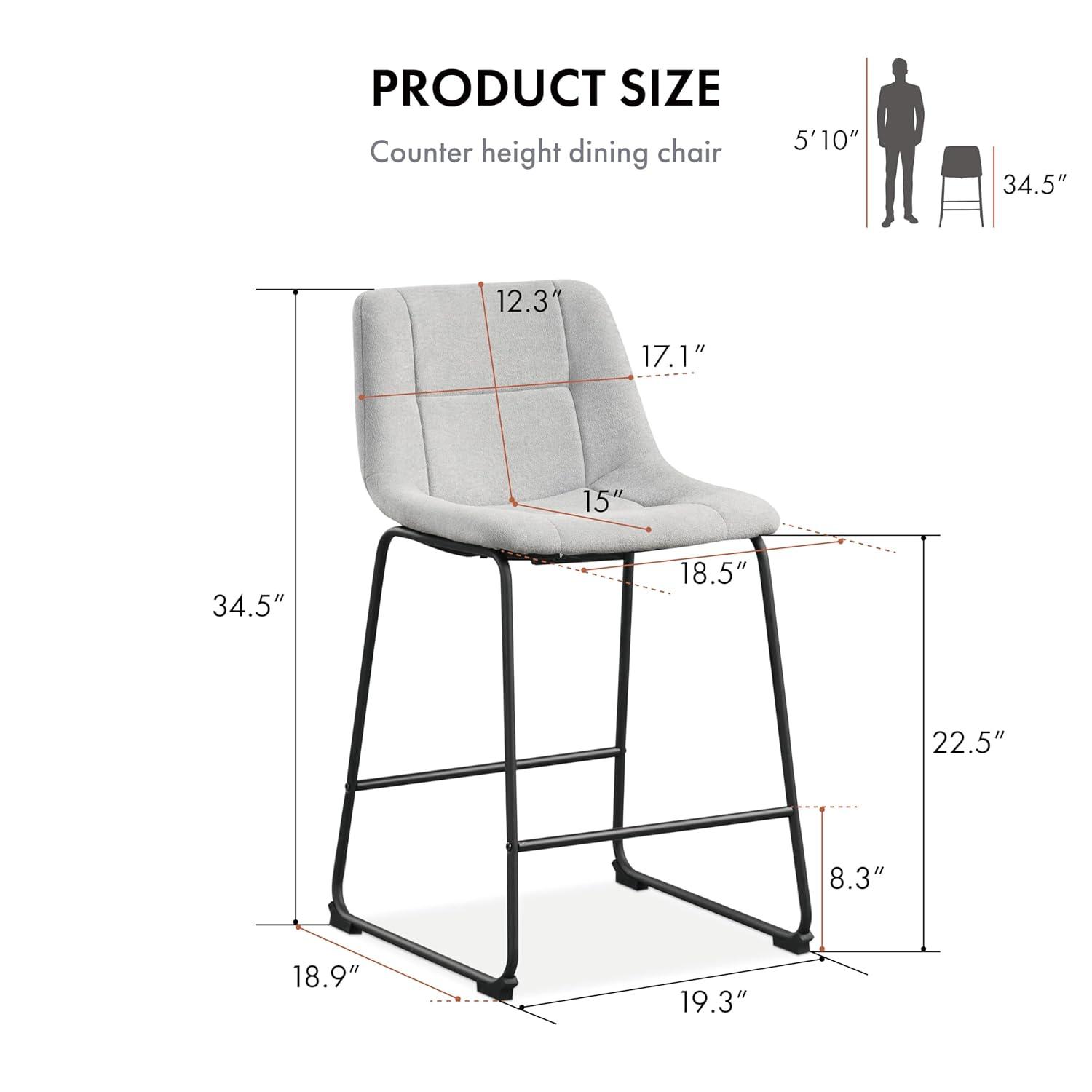 Furniture of America Perri Modern Chenille Counter Height Dining Chairs, Gray (Set of 2)