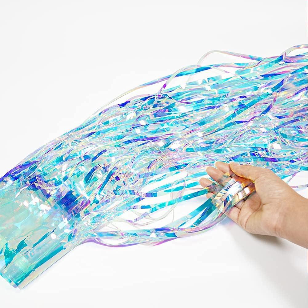 Cheerland Iridescent Party Decorations Holographic Tinsel Backdrop Sparkle Star Streamer Glitter Birthday Decoration Galaxy Celestial Theme Graduation New Year Christmas Sparkle Decor