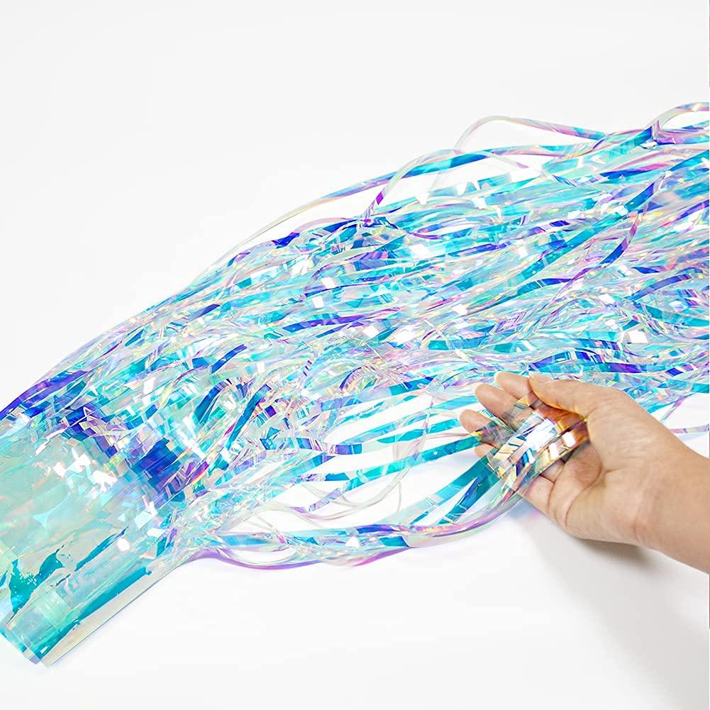 Cheerland Iridescent Party Decorations Holographic Tinsel Backdrop Sparkle Star Streamer Glitter Birthday Decoration Galaxy Celestial Theme Graduation New Year Christmas Sparkle Decor