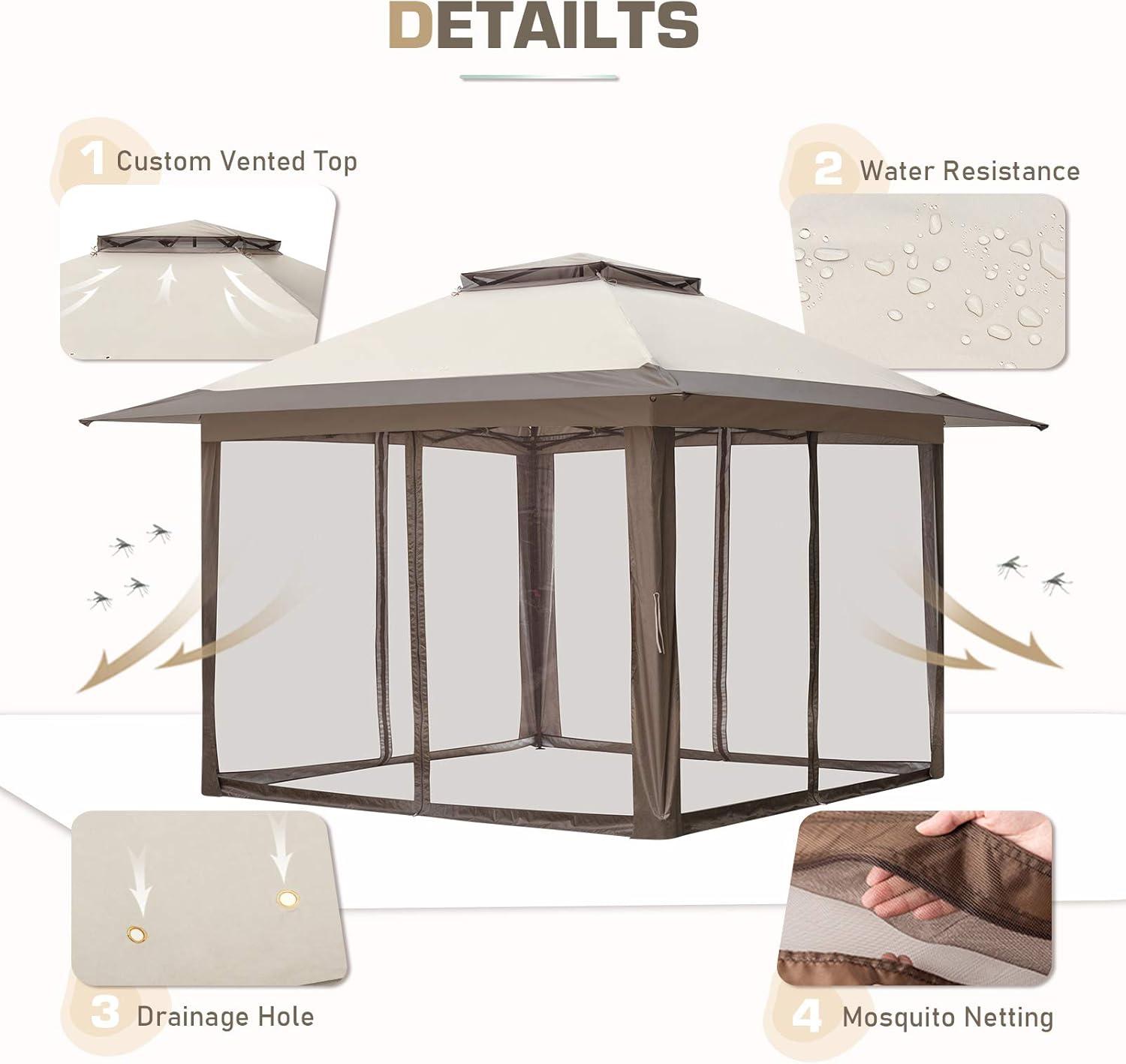 EAGLE PEAK Pop up Patio Gazebo 13 Ft. W x 13 Ft. D Metal Patio