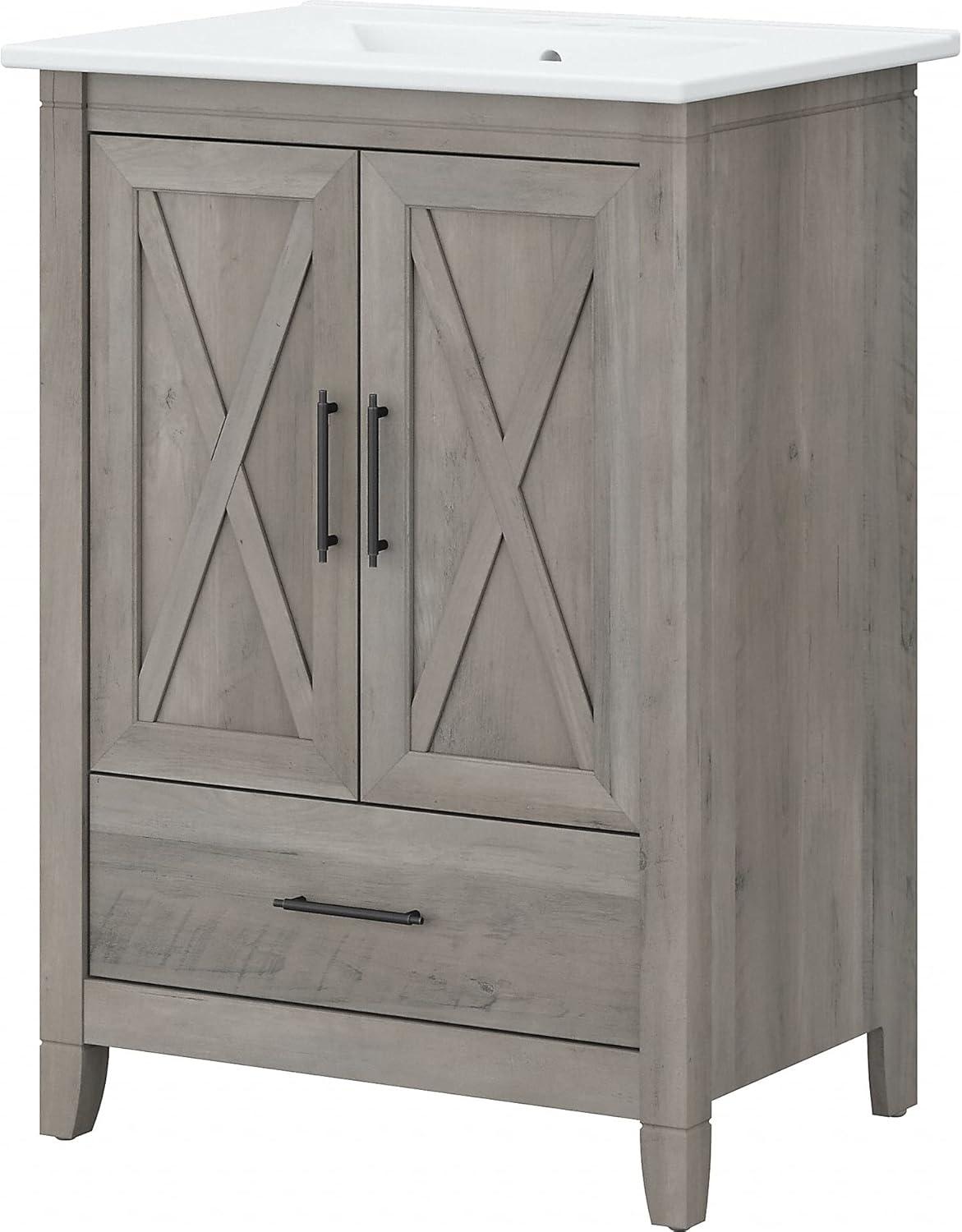 Bush Furniture Key West 24W Bathroom Vanity with Sink in Driftwood Gray