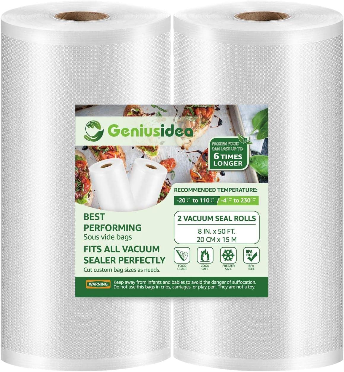 BoxLegend Vacuum Sealer Bags, 8''x50' Food Vacuum Heat-Seal Rolls Vacuum Sealed Bags, Clear