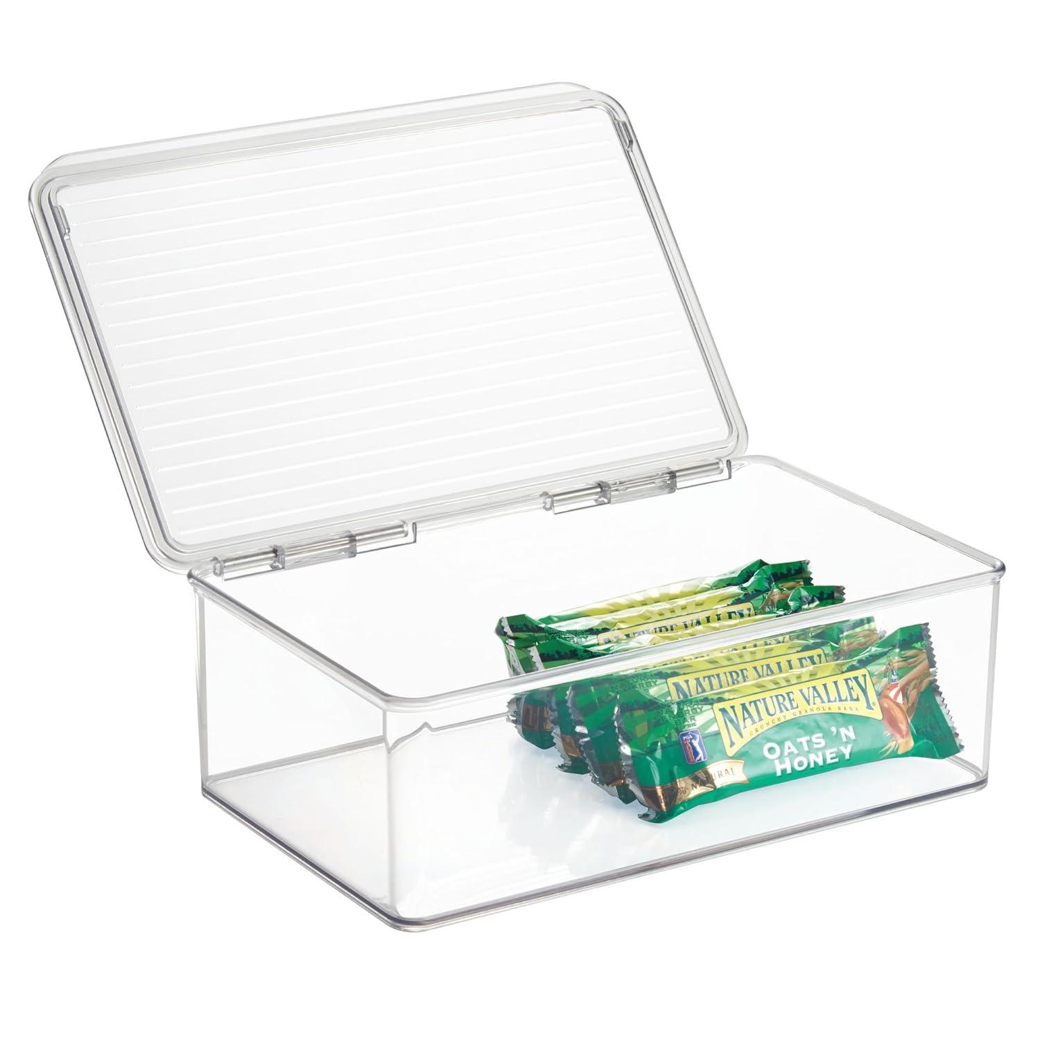 iDesign iDesign Kitchen Binz BPA-Free Plastic Stackable Organizer Box with Lid - 7.2" x 10.7" x 3.7", Clear