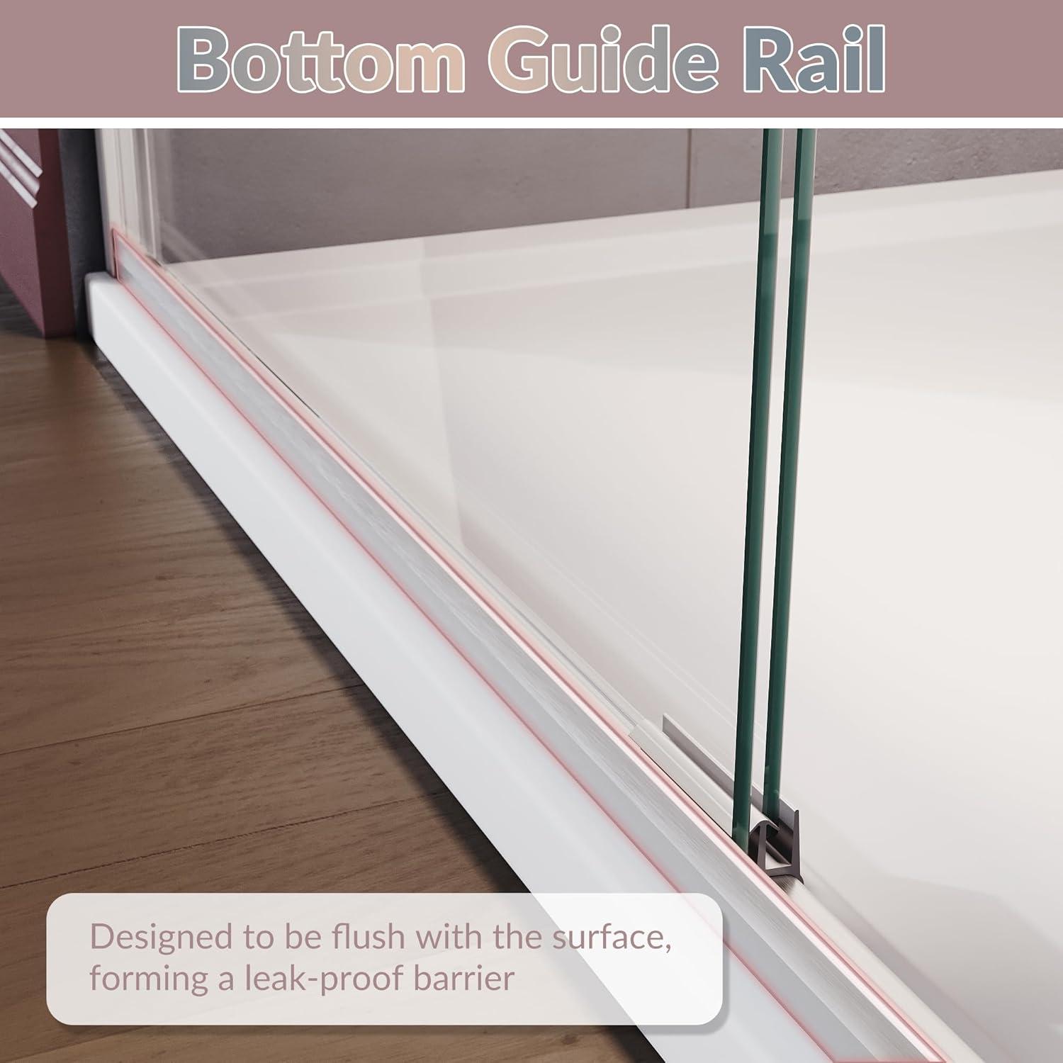 Elegant  Semi-Frameless Double Sliding Shower Doors in Brushed Nickel Finish Various Sizes Shower Enclosure 54''W x 72''H