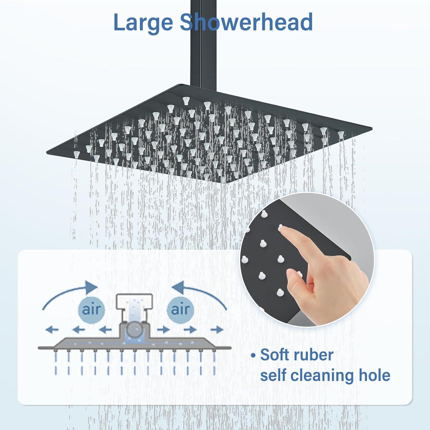 Matte Black 8-Inch Rainfall Shower System with Handheld Spray