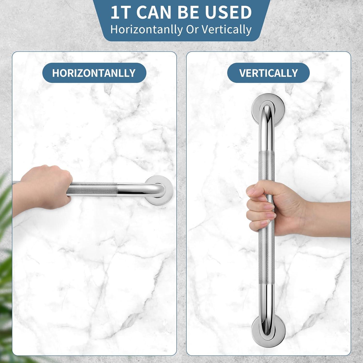 2 Pack 16 Inch Grab Bars for Bathtubs and Showers, Anti Slip Shower Grab Bars Stainless Steel Shower Handle Toilet Handicap Elderly Senior Assist Bathroom Saft Handle