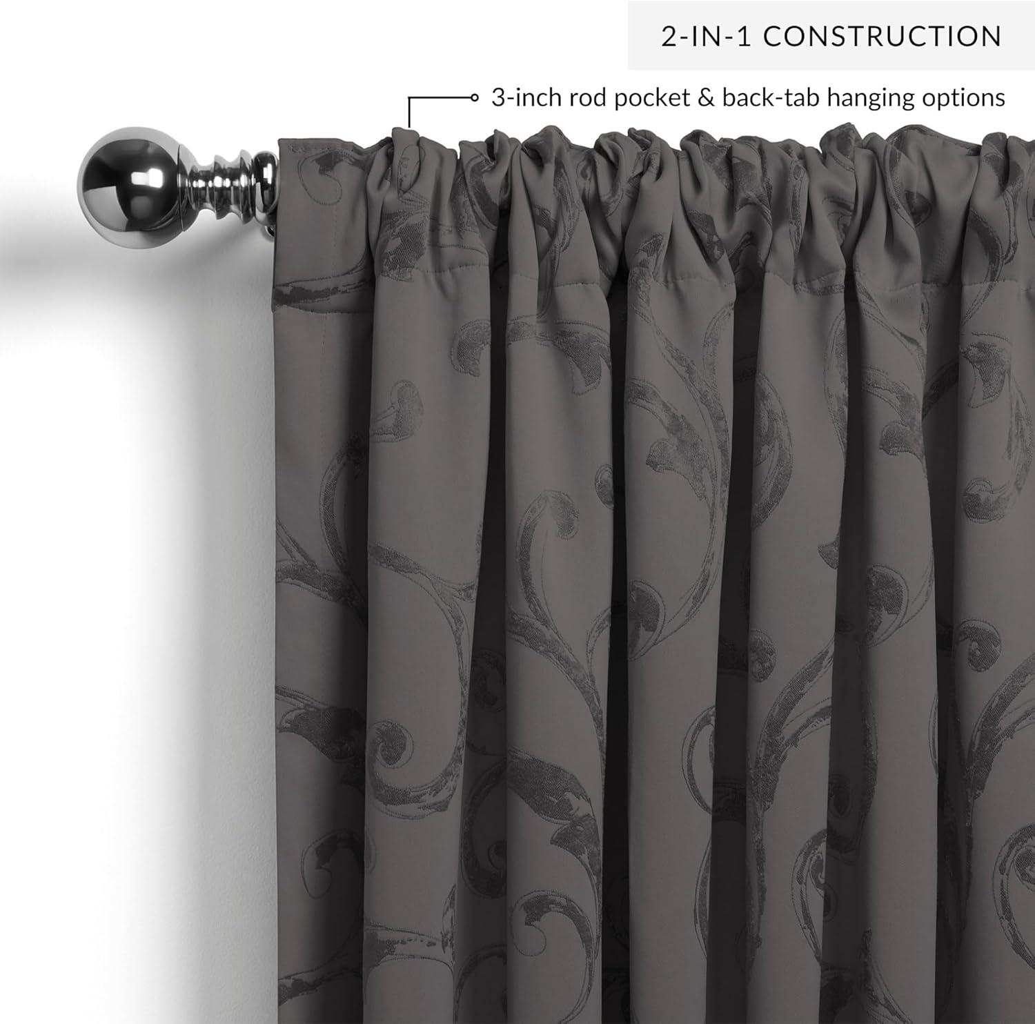 Elrene  Mia Jacquard Blackout Curtain Panel gray 52" W X 84" L 84 Inches