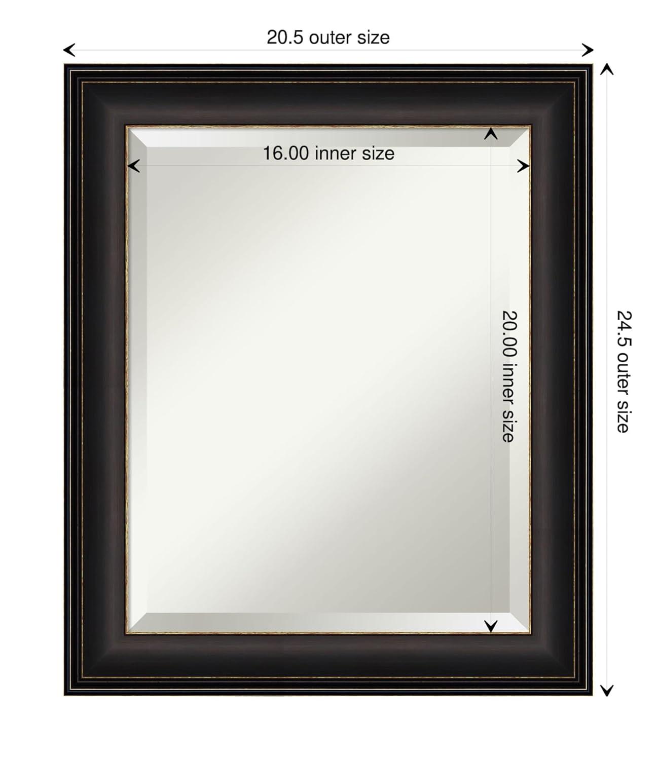Amanti Art 20" x 24" Trio Oil Rubbed Framed Bathroom Vanity Wall Mirror Bronze: Modern Rectangle Beveled, Wall Mount, Polystyrene Frame