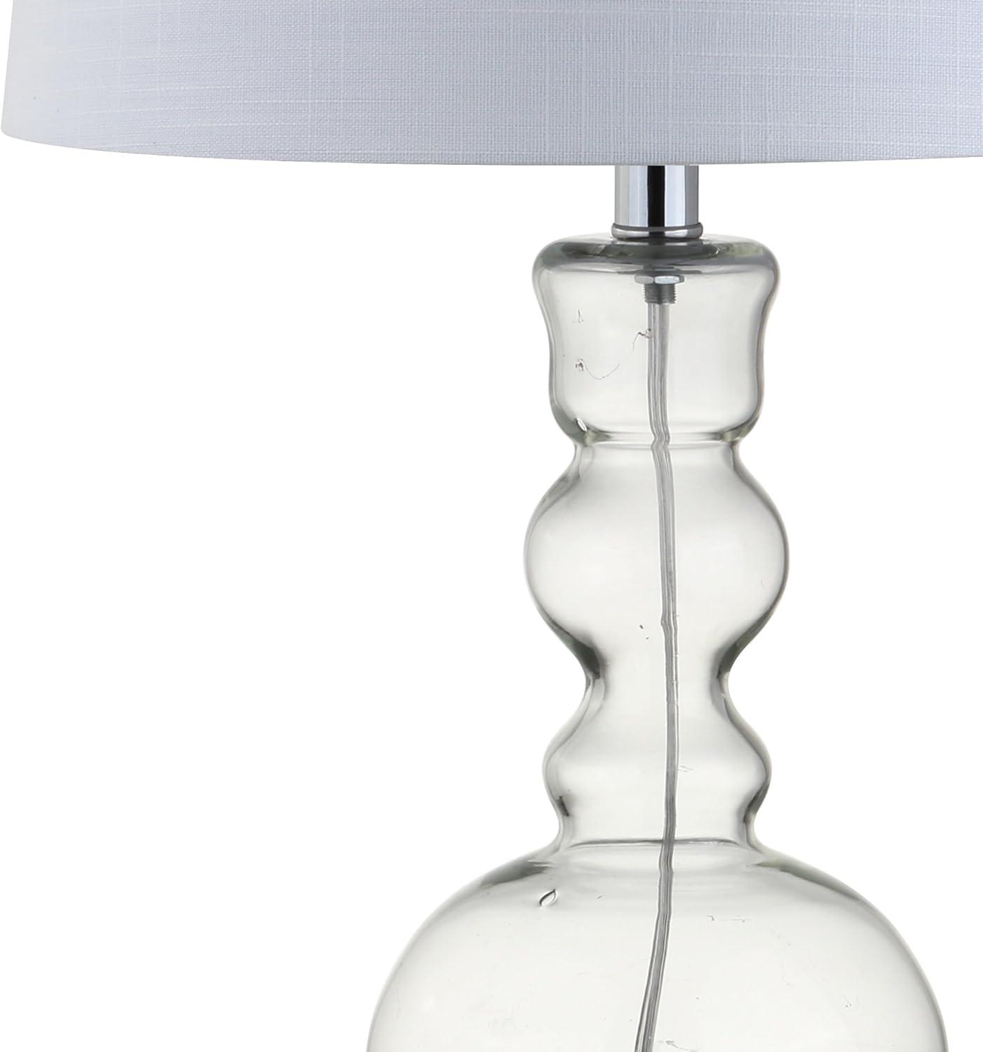 Genie 28.5" Clear Glass and White Linen Shade Table Lamp Set