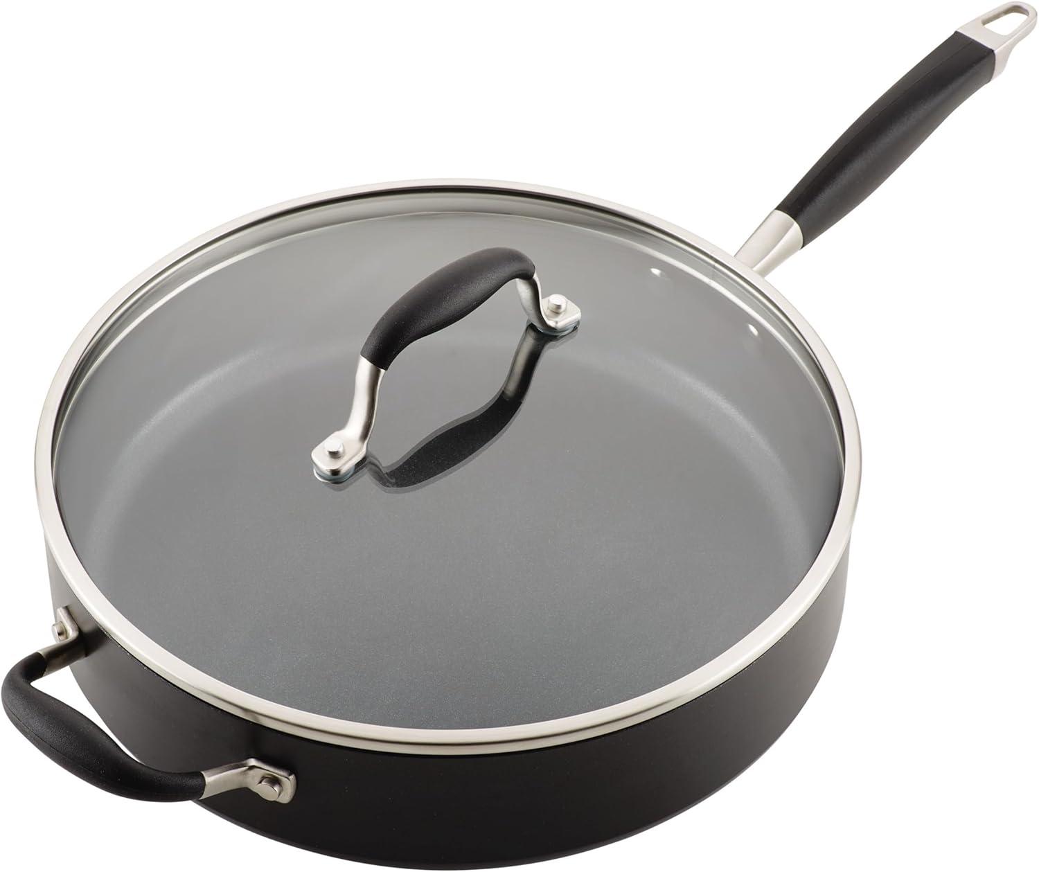 Anolon Advanced Home 12" Hard-Anodized Nonstick Deep Frying Pan with Lid, Bronze