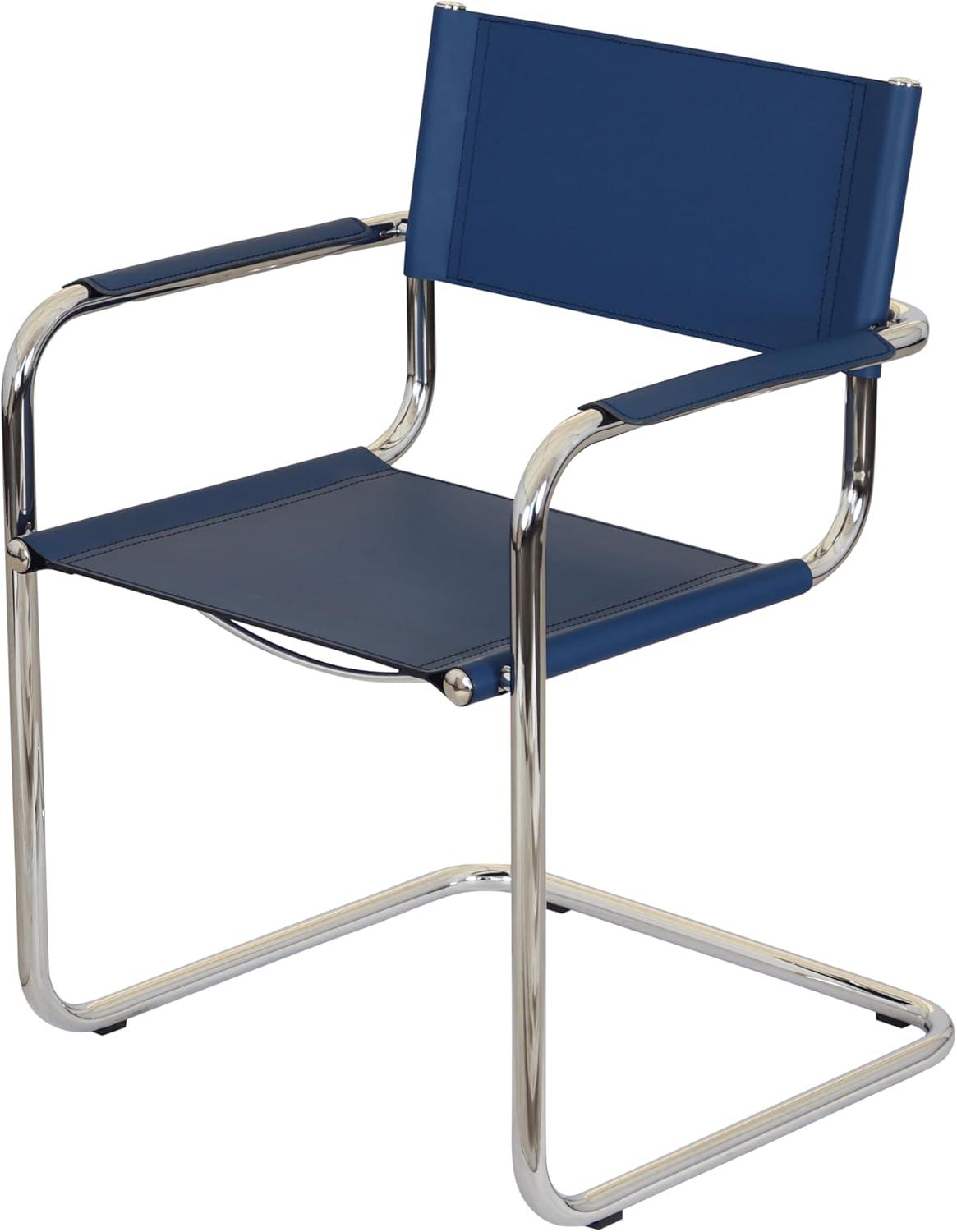 Breuer Chair Company Mart Stam Cantilever Armchair Arm Chair w/ Chrome-Plated Steel Frame (Various Bonded Leather Colors)