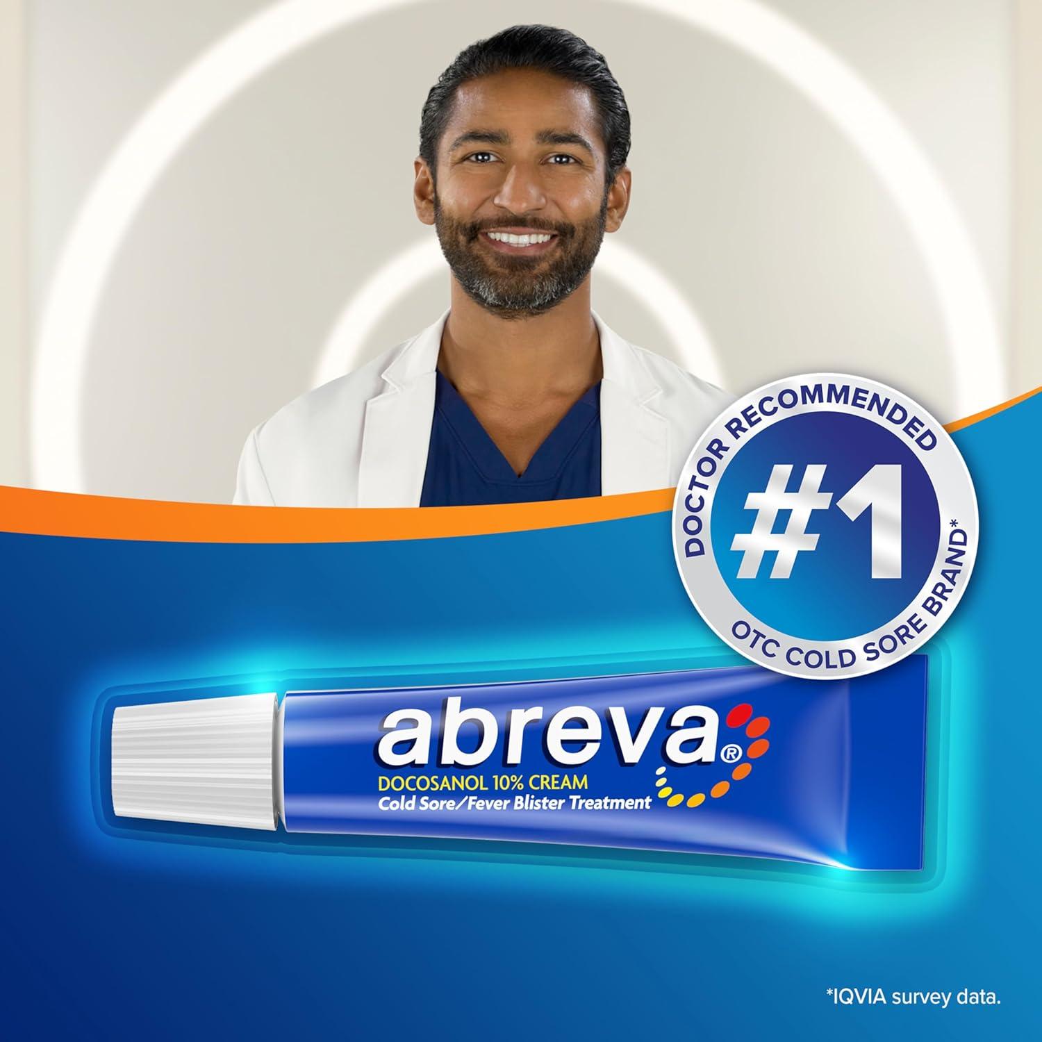 Abreva Docosanol 10% Cream Cold Sore/Fever Blister Treatment Tube - 0.07oz