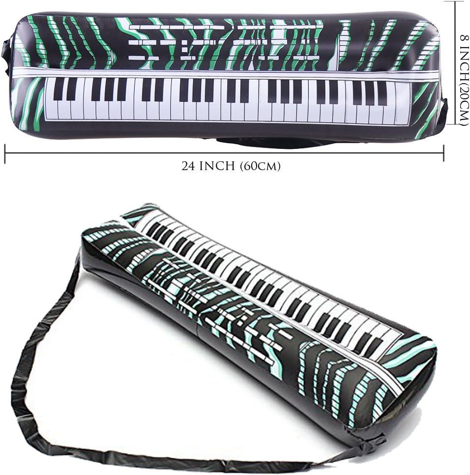 OuMuaMua Inflatable Rock Star Toy Set, 18 Pack Inflatable Party Props - 4 Inflatable Guitar, 6 Microphones, 6 Shutter Shading Glasses, 1 Saxophone and 1 Inflatable Keyboard Piano Inflatable Rock Toys