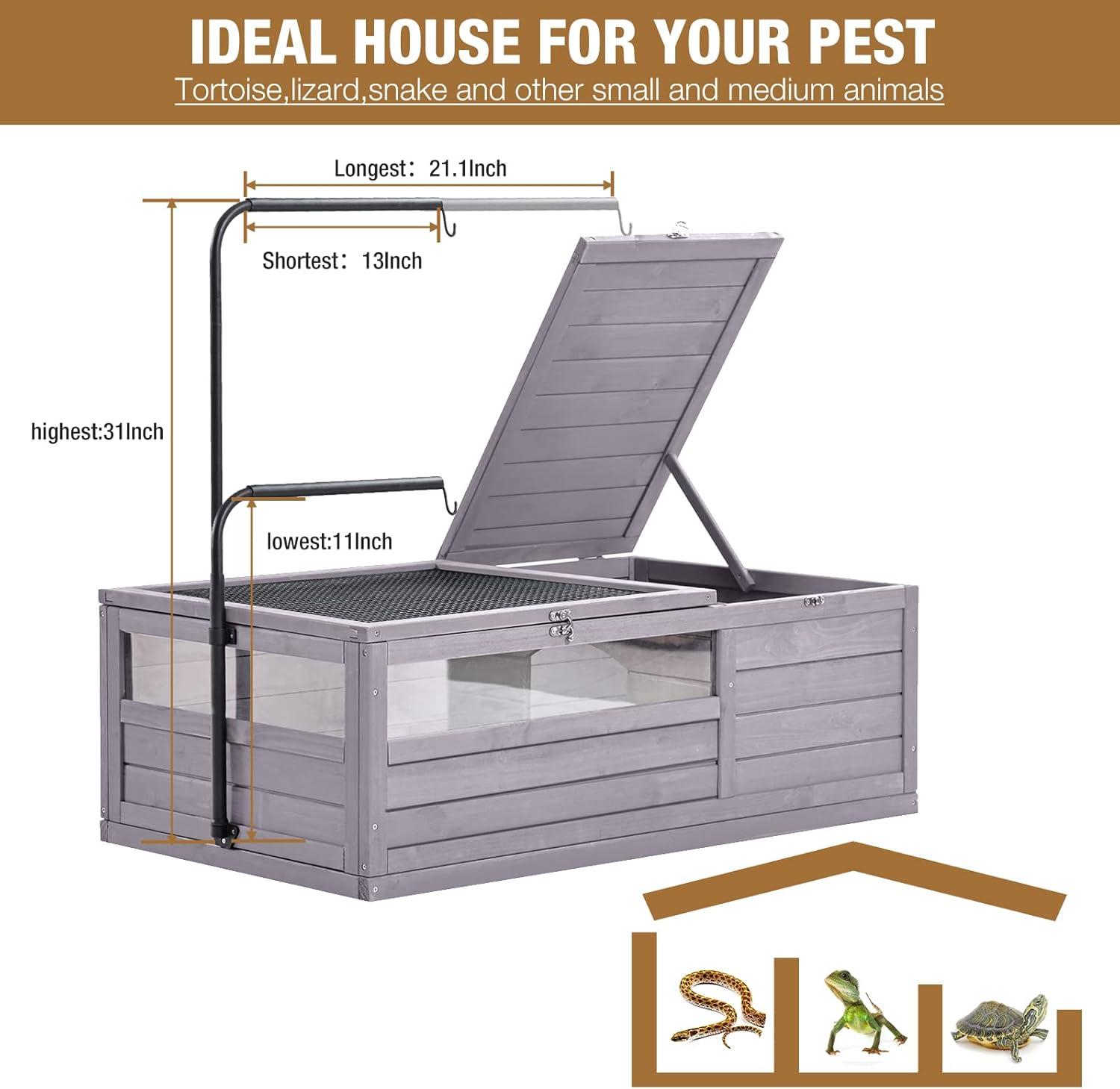 GUTINNEEN Tortoise Habitat Tortoise Enclosure with Lamp Holder, Metal, Large Reptile Cage for Turtles,Lizards and Other Small Animals,Indoor and Outdoor Use