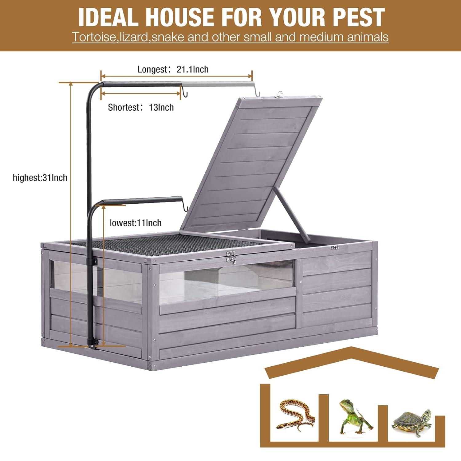 GUTINNEEN Tortoise Habitat Tortoise Enclosure with Lamp Holder, Metal, Large Reptile Cage for Turtles,Lizards and Other Small Animals,Indoor and Outdoor Use
