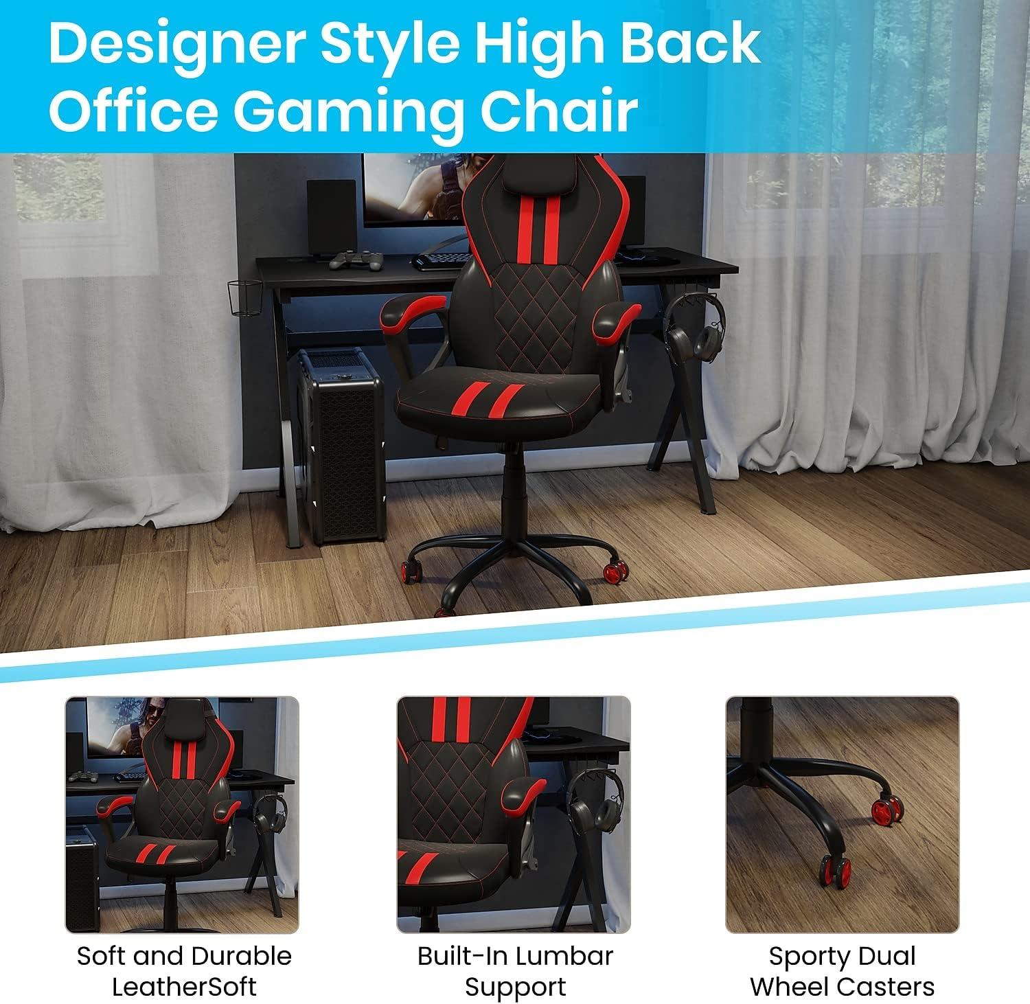 ErgoRacer 25" Adjustable Black and Red Gaming Office Chair