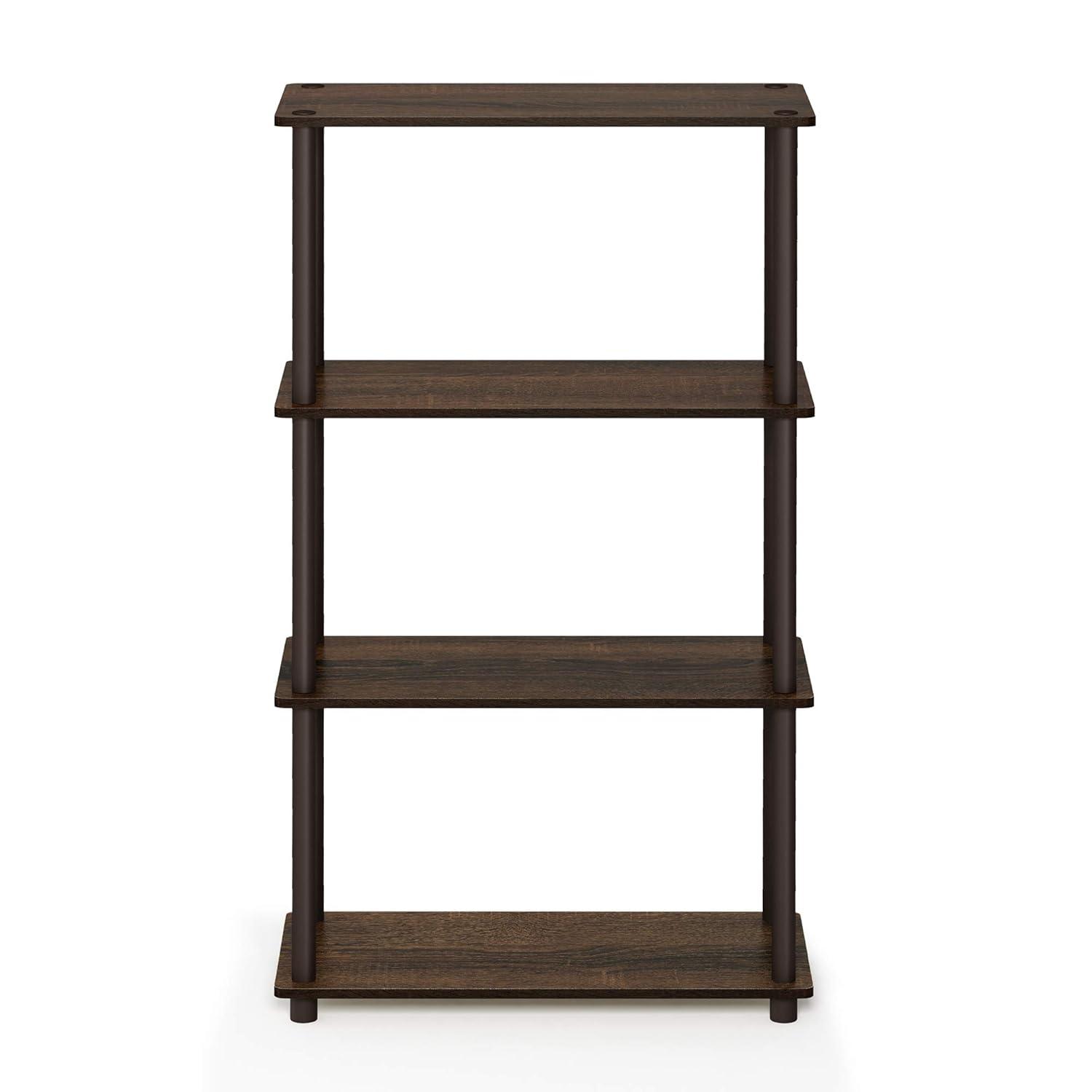 99557WN-BR Turn-N-Tube 4-Tier Multipurpose Shelf Display Rack - Walnut & Brown