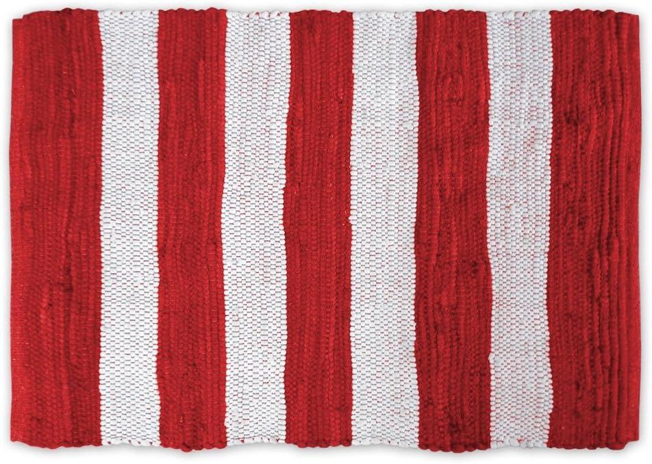 Modern Red & White Handmade Cotton Rag Rug 4x6