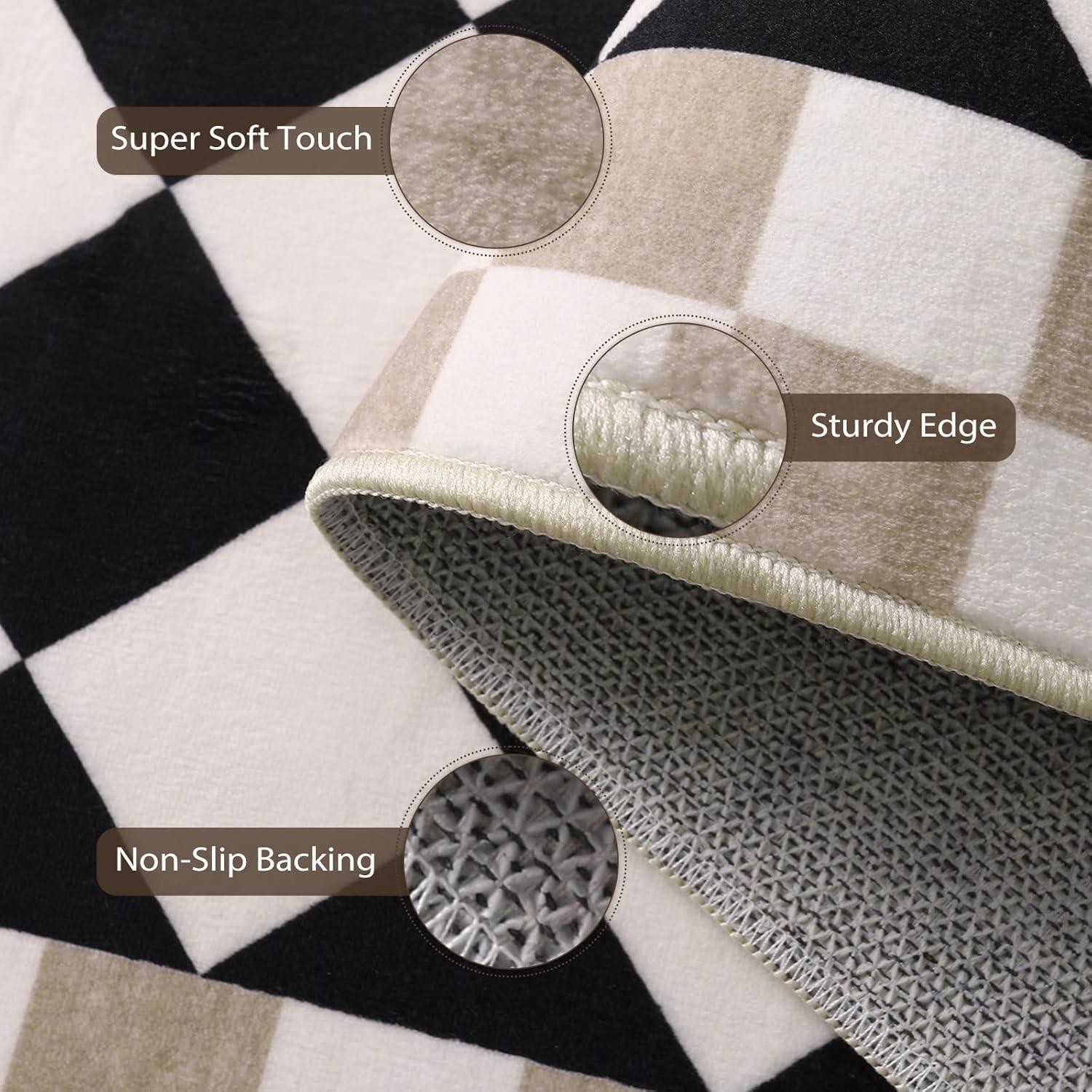 Corrigan Studio® Haylee Super Lightweight Plastic Straw Rug Checkered Black/White Outdoor Area Rug