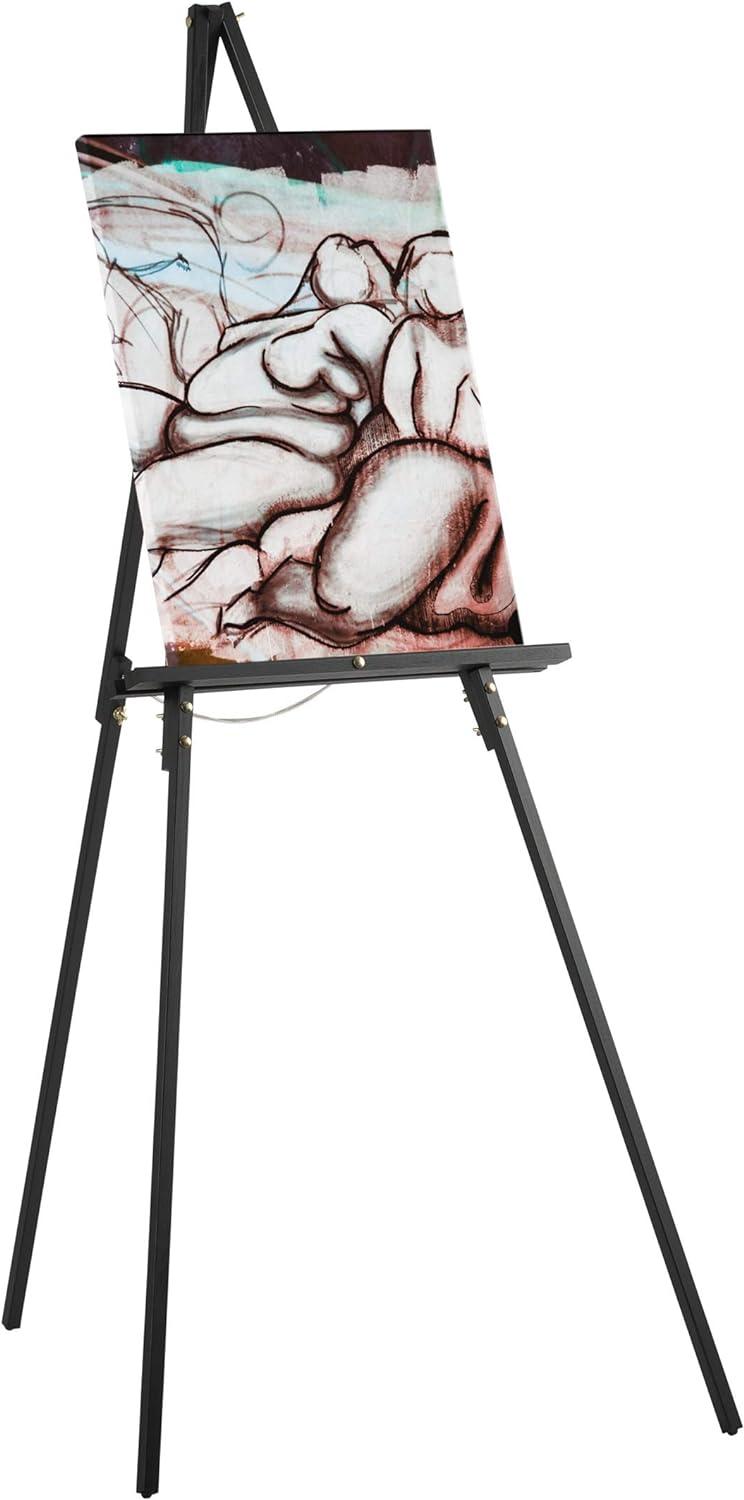 Studio Display Wood Tripod Easel for Posters, Art, Event Signage, Tradeshows, or Seminars (63" Tall)