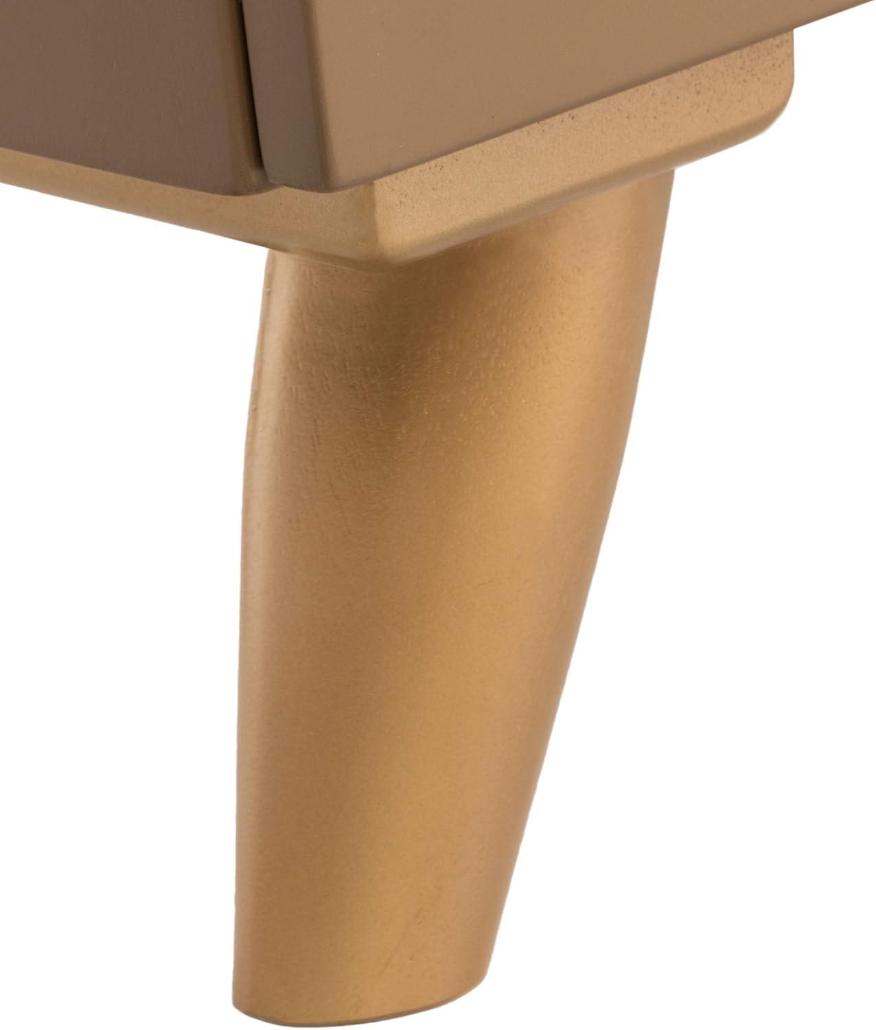 Raquel 3 Drawer Chest - Taupe/Gold/Brown Faux Leather - Safavieh.