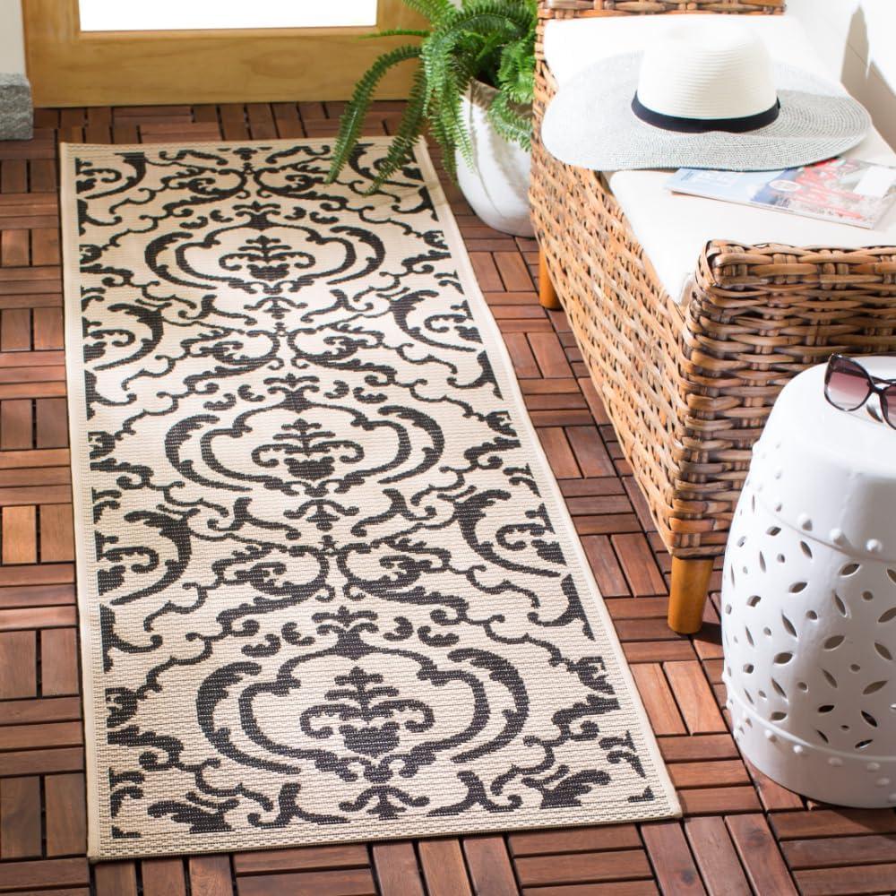 Courtyard CY2663 Power Loomed Indoor/Outdoor Runner Rug - Sand/Black - 2'3"x6'7" - Safavieh.