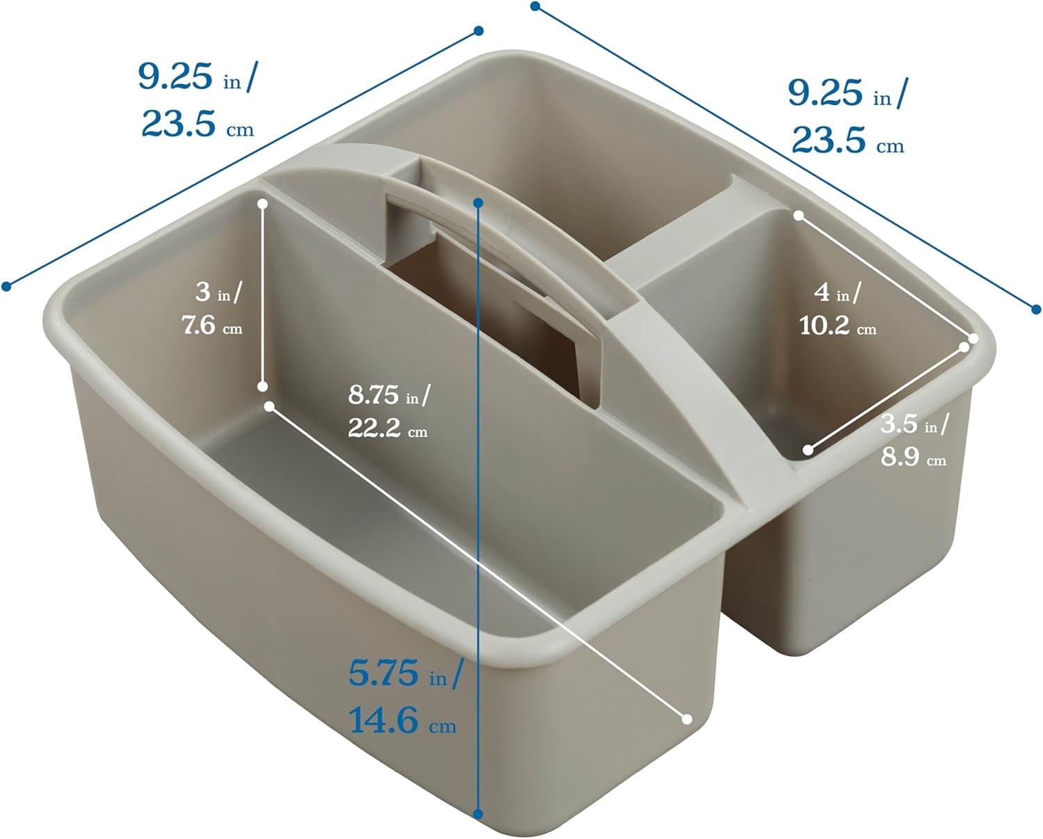 ECR4Kids 3-Compartment Storage Caddy, Grey, 6-Pack