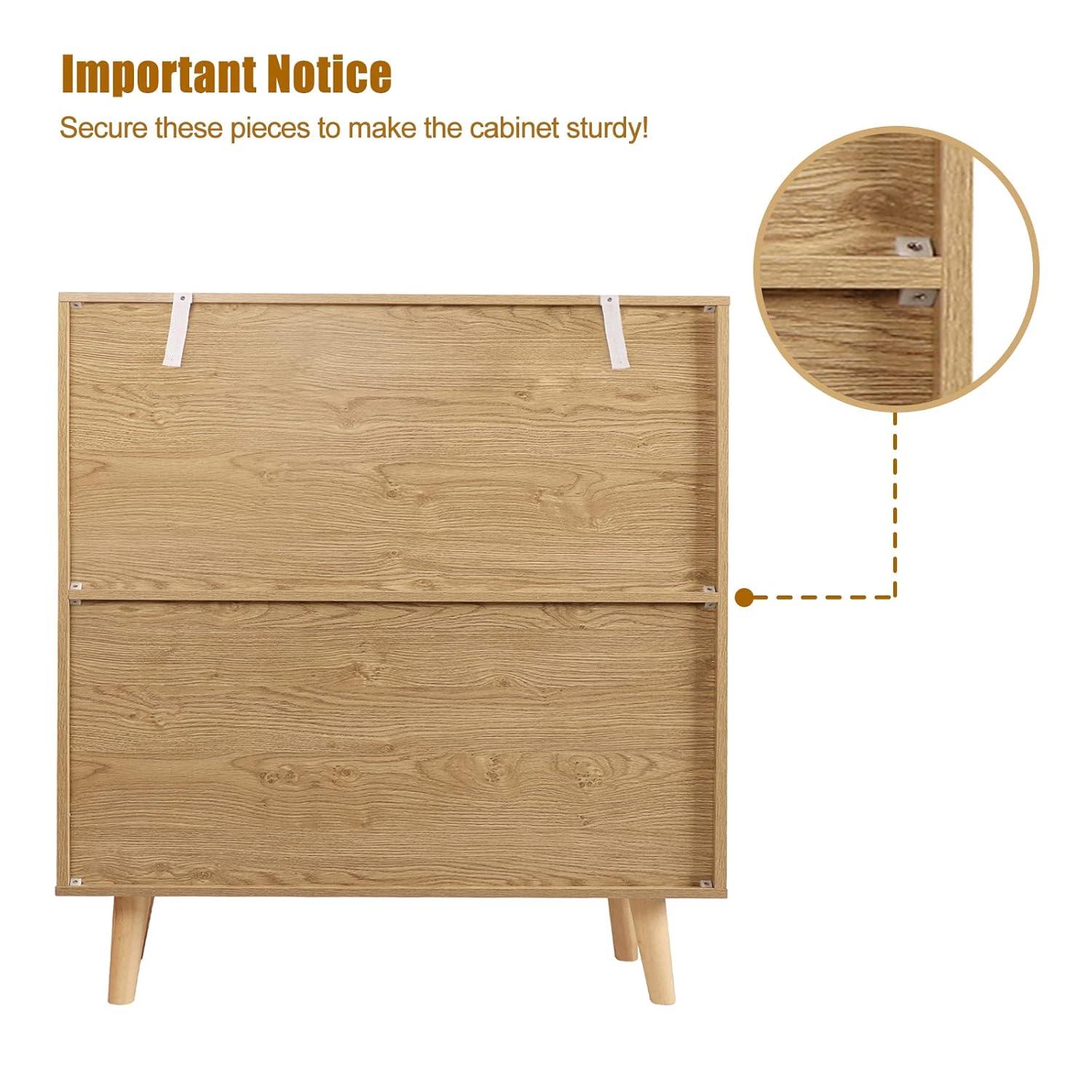 Ahlyssa 44'' Tall 2 - Door Rattan Accent Cabinet with Adjustable Shelves Storage Cabinet