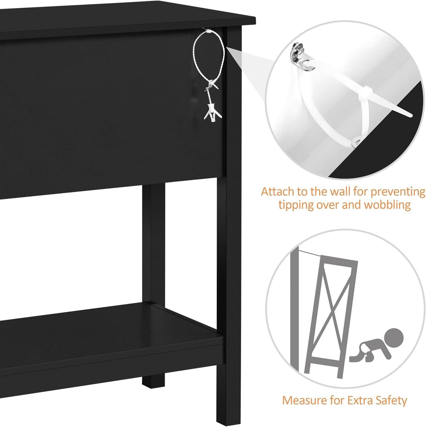 Console Table with 4 Drawers,Sofa Side Table with Open Storage Shelf, Entryway Table for Living Room