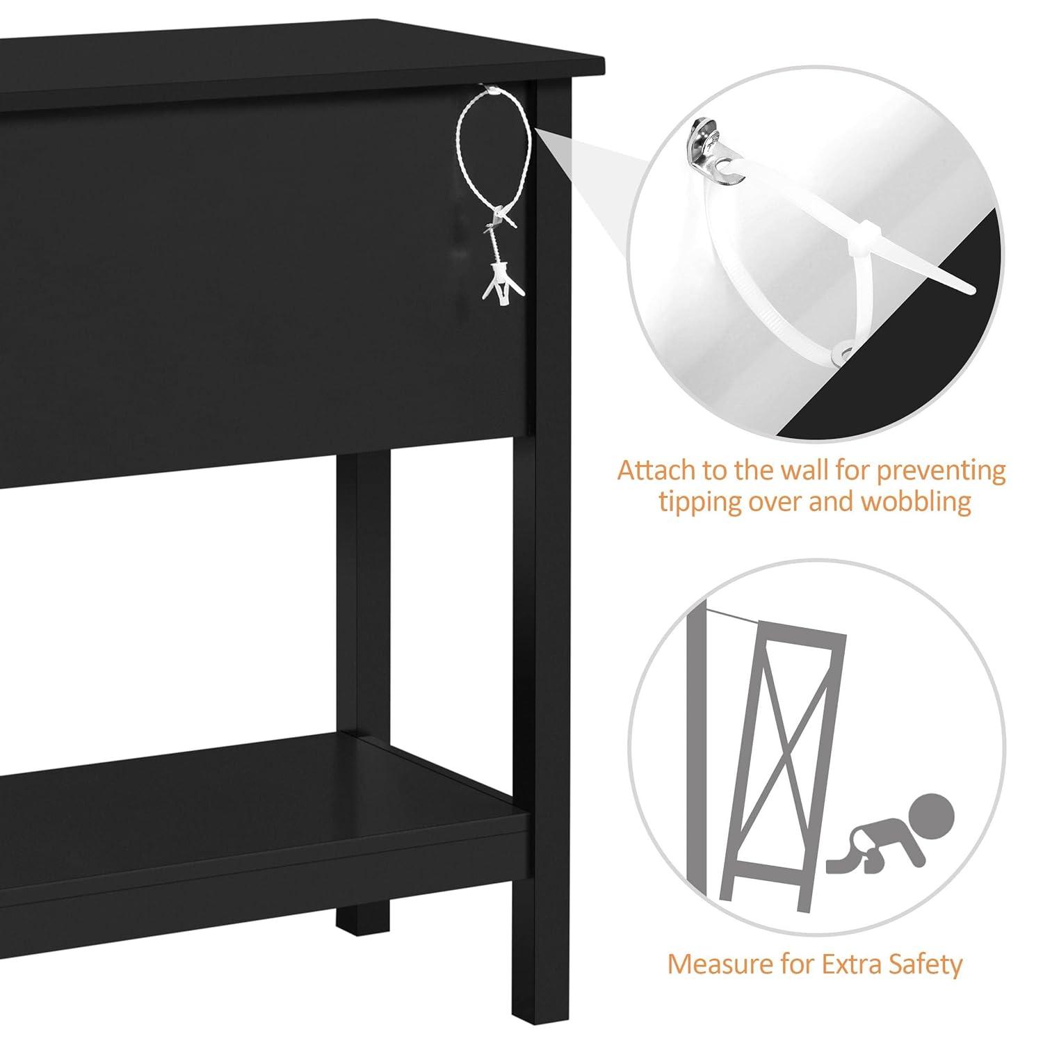 Console Table with 4 Drawers,Sofa Side Table with Open Storage Shelf, Entryway Table for Living Room