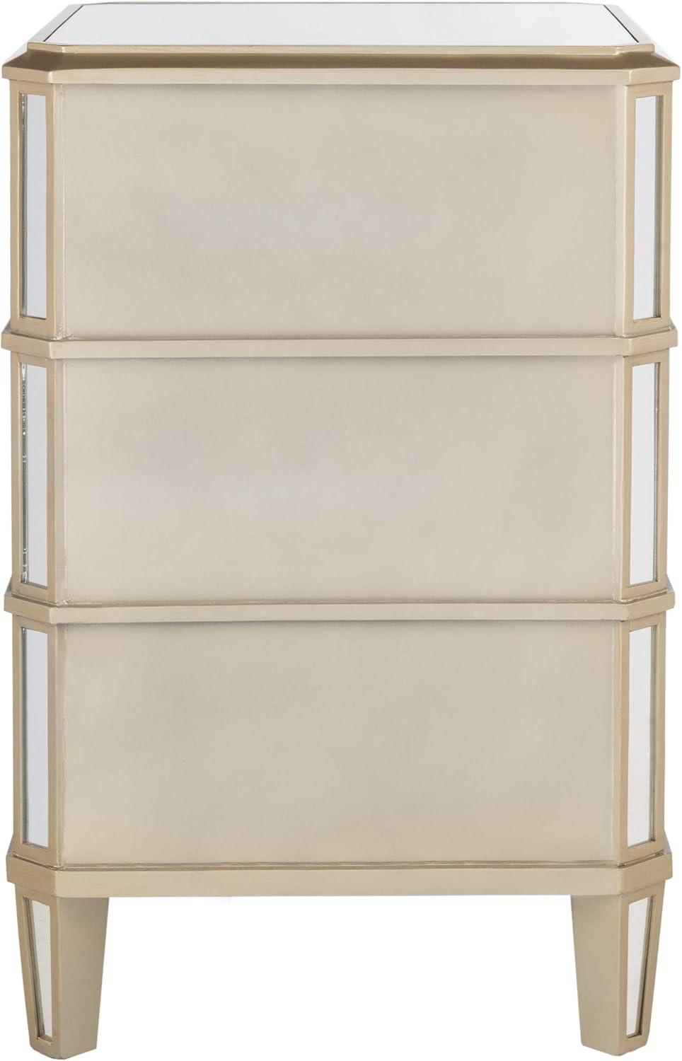 Giana 3 Drawer Mirrored Nightstand - Mirror - Safavieh.