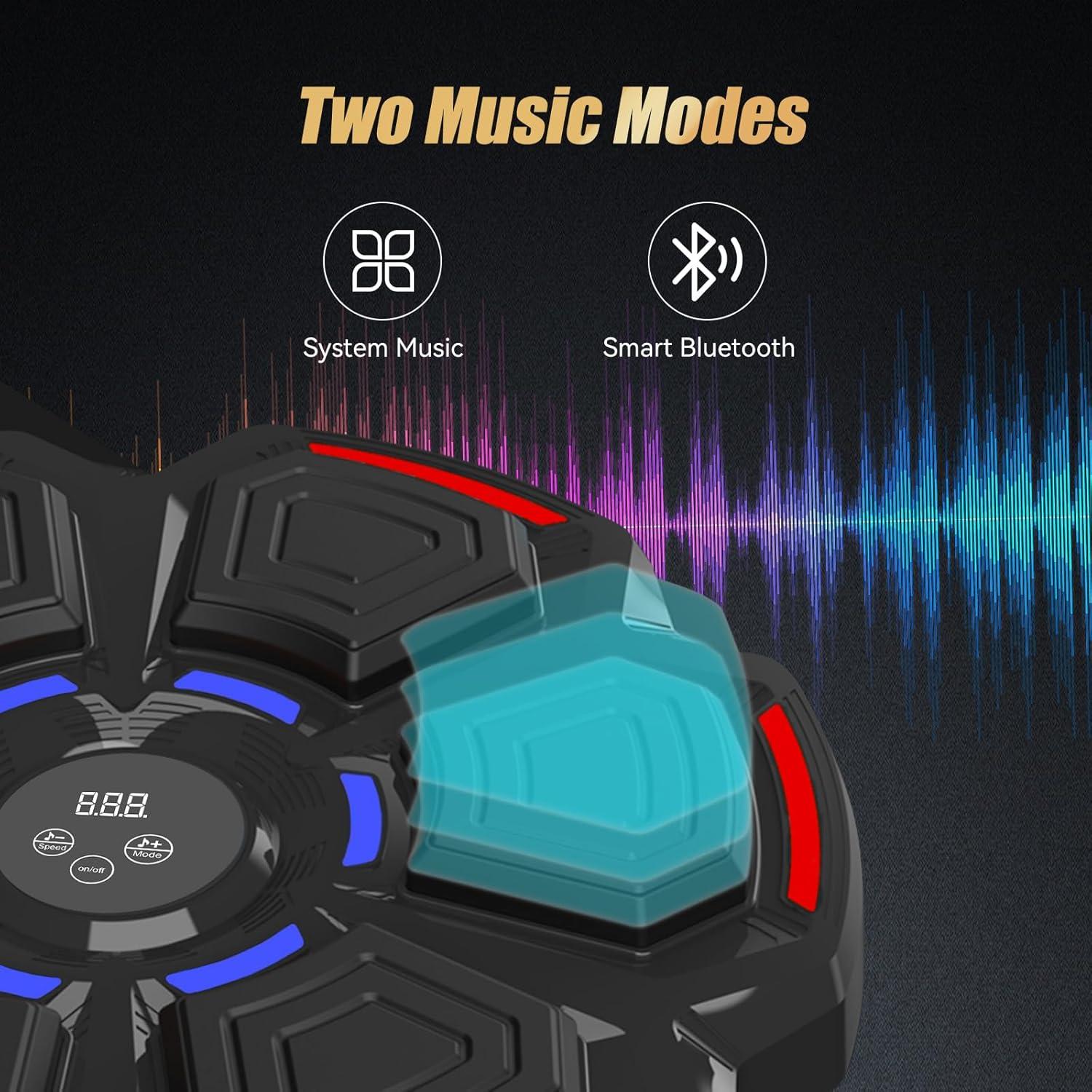 Music Boxing Machine for Adults : Smart Bluetooth Wall Mounted Punching Trainer with Gloves - Interactive Boxing Target - Workout Boxing Equipment for Home Gym Office