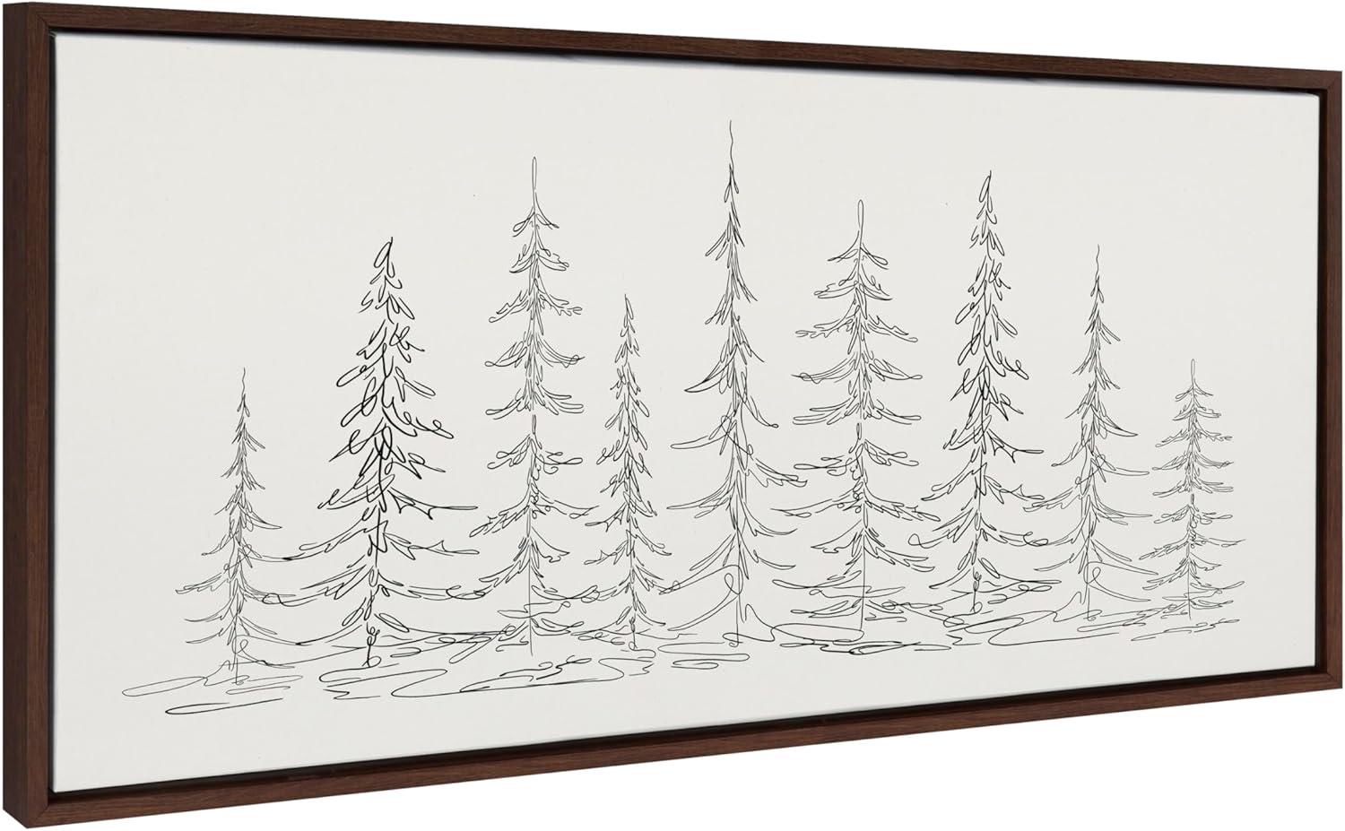 Kate & Laurel All Things Decor 18"x40" Minimalist Evergreen Trees Sketch Framed Canvas by The Creative Bunch Studio Brown