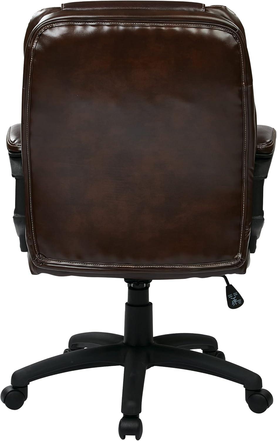 Executive High-Back Swivel Black Leather Office Chair with Lumbar Support